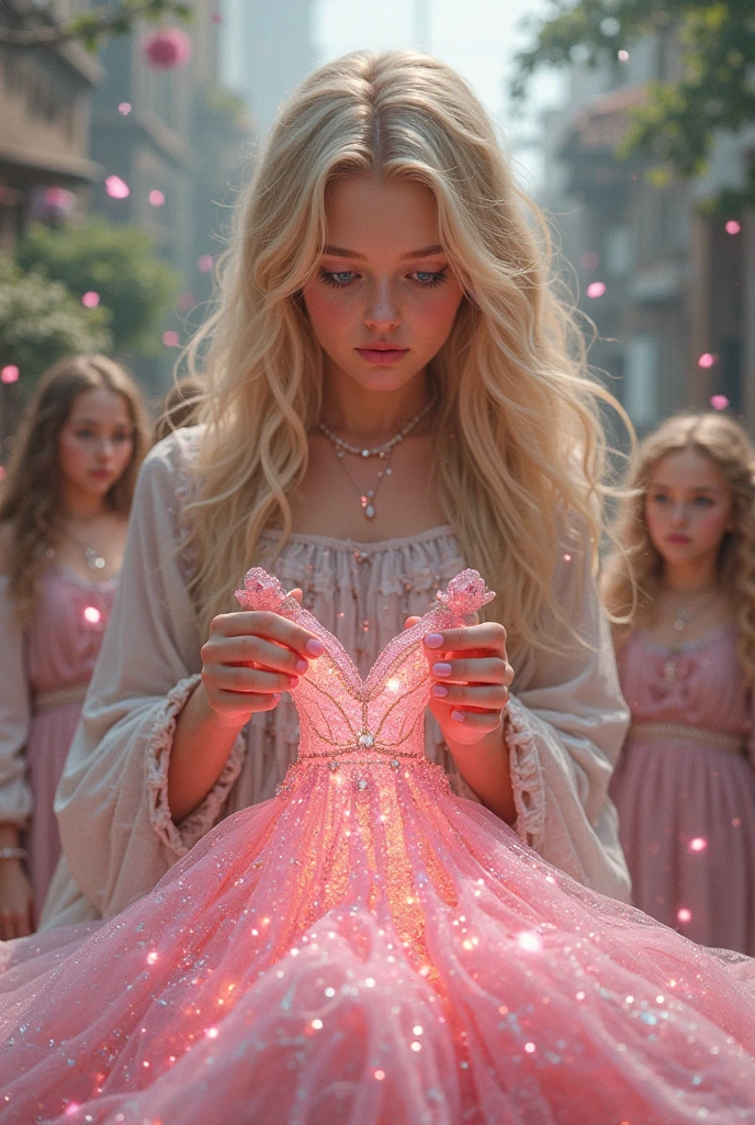 1girl, masterpiece, extremly detailed, ((Cinematic lighting)), (glowing), ((dramatic lighting)), ((beautiful detailed glow)), intricate detail, lens flare, multicolored hair, rainbow hair, long hair, multicolored dress, butterfly hair ornament, butterflies, (light particles), Arms behind back, large breasts, [curvy], cowboy shot, light smile, green eyes, church, stained glass, spotlight, dark background, floating hair, floating hair, looking at viewer,((colorful))