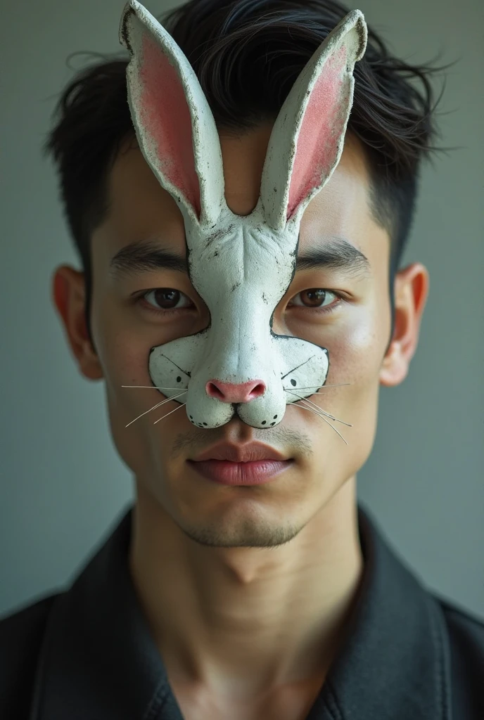 Rabbit with bandage on his nose emo