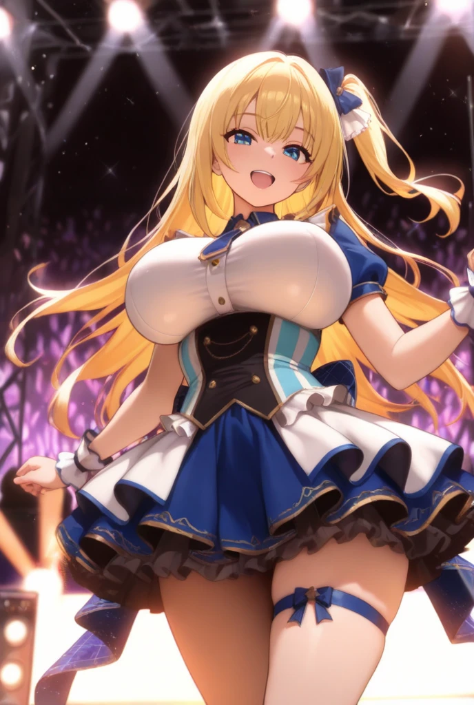 (((masterpiece))),(((best quality))),((ultra-detailed)),(illustration),(dynamic angle), ((floating)),(paint),((disheveled hair)), (solo),(1girl), ((big_breasts)), (((detailed anima face))),((beautiful detailed face)),collar,bare shoulders,  white hair, ((colorful hair)),((streaked hair)), beautiful detailed eyes,(Gradient color eyes),(((colorful eyes))), (((colorful background))),(((high saturation))),(((surrounded by colorful splashes))),(((surrounded by colorful dot))),colorful bubble,((shining)), maid dress