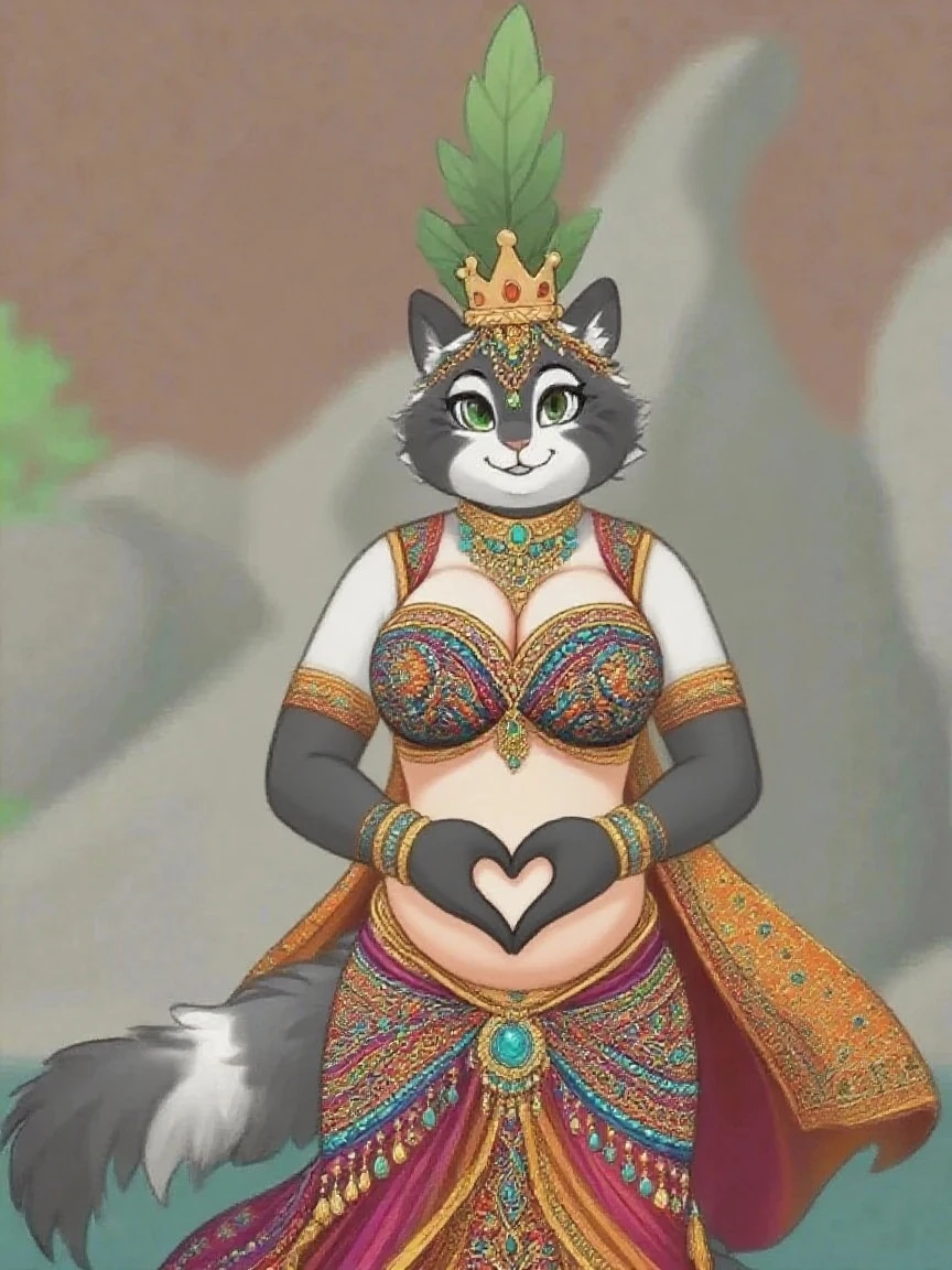 penelope, belly expose, dressed in a Egyptian belly dancer outfit,