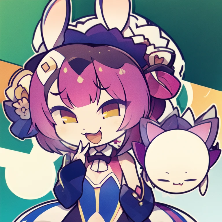 ((worst quality, low-quality)), tchibi, ((nendoroid)), Rabbit eared girl, Solo, (Playboy Bunny), ((Big breasts)), ((Long silver hair)), Hair over one eye, plump shiny lips, Beautiful clear eyes, Sadistic woman in anime with condescending facial expressions and facial expressions, Sadistic woman, Open eyes, Wearing a noble uniform, Suspicious smile, ((Playboy Bunny)), fishnet tights, Leaning forward, Front configuration, Shot from bottom to top, Vivid color contrast , Transparent tones, It features a simple, (( Casino background, Bundles,pentacle, Falling banknotes:1.3)), masutepiece,Best Quality,ultra-detailliert,