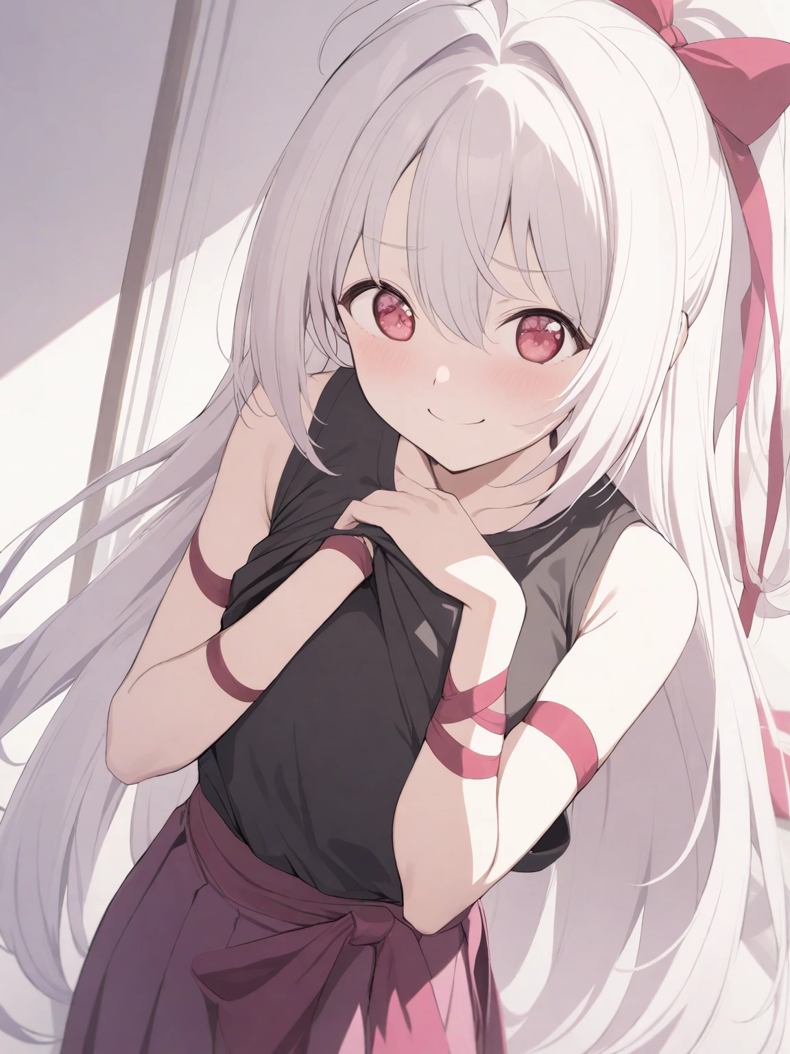 1girl,
laffey \(azur lane\),twintails,red eyes,
chen bin,jyt,
8 year old,
white_camisole,fake animal ears,rabbit ears,pink jacket,pleated skirt,red skirt,white thighhighs,off shoulder,
masterpiece,best quality,absurdres,
