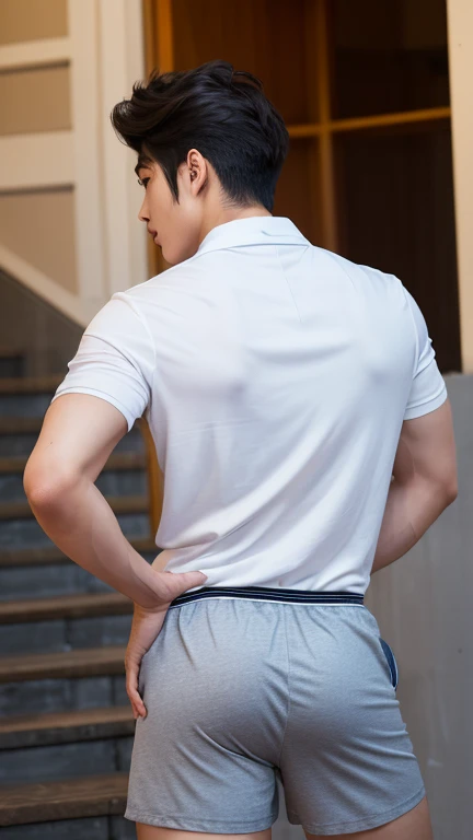 (masutepiece,High resolution,ultra - detailed:1.0),1(Boy ,robot boy ),Perfect male body,Look at the camera,Delicate eyes and delicate face,extremely details CG,Unity 8k壁纸,intricate-detail,solo person,Detailed face, ( extreme tight high waisted white strings), (extremely small size strings squeeze out the side belly),Best Quality, hands visible, Beautiful and delicate blue short hair:1.5 , (( full length shot(fls) )) , big thighs , big fat hips , insane details, hyper details , photorealistic , only male , handsome boy , fat buttock , puffy nipples , 16k resolution , ultra-high clarity , hyperrealism, uhd,. K-pop idol , whore , slutty whore , swollen nipples , defeat , grins ,thick thighs, thick fat booty. Fat buttocks , male , gluteal fold , buttocks lift , (bare thighs ) , (bare chest ) , ( thick bottom ) , realism , hyper realistic , ( thick hips ). , standing ,( put your hands behind your head) , super tight , super handsome boy , male , gynecomastia , fatty hips , fatty buttocks, sexy , eroticism , nsfw , side belly fat , sexy slutty whore , nasty bitch , (photorealistic) , ( epic realism , epic photorealistic ) , grins , smirk , smile , shy , blushing , foot seen, wearing striper boots , big bulge , manly man