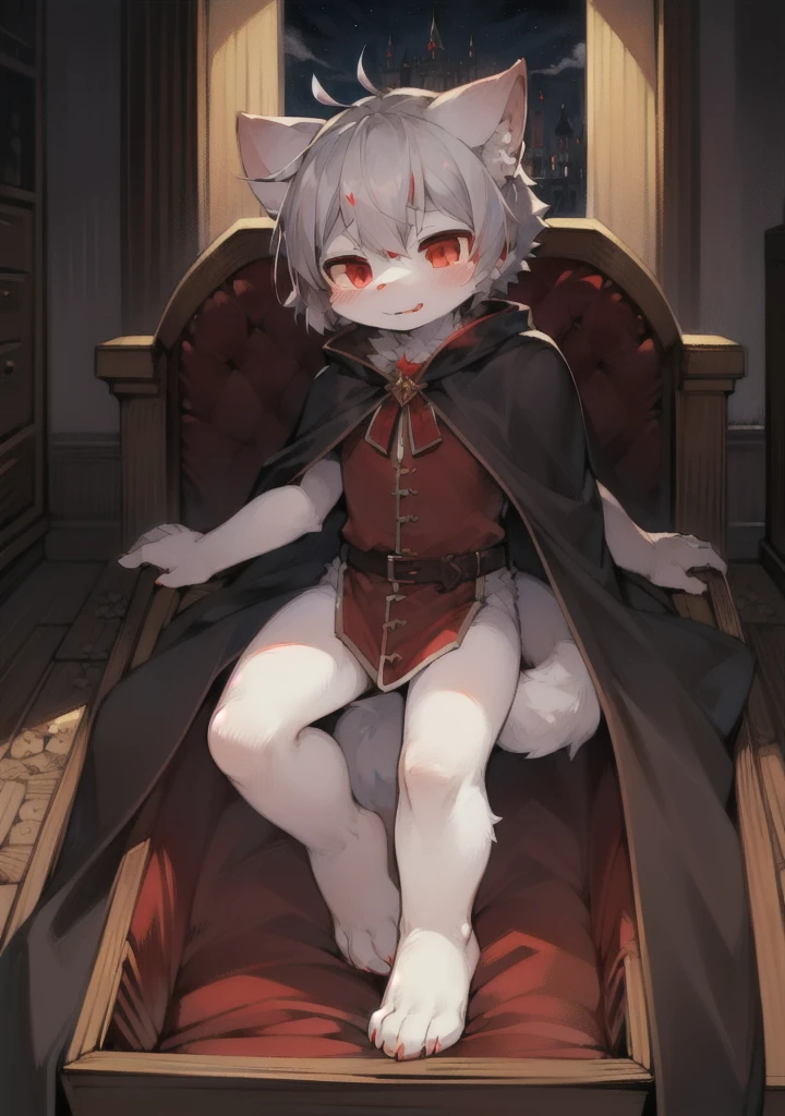 (Dark environment: 0.8), Masterpiece, High quality, abstract res, Digital painting\(artwork of a\), by Dagasi, Yupa, Kiyosan, (anthro, Fluffy fur, Character focus: 1.1), Short hair, Portrait , Bright eyes, in a panoramic view, Character focus. (Detailed background: 0.7), Solo, Furry, Furry male, Male focus, anthr, (Full body fur, Fluffy tail,, Purple eyes, Nudity, masturbation, , , Astok, ,Big , Gray hair: 1.2), (Long Canine, Vampire, Cape: 1.2), (interiors, Night, Castle, coffin: 1.1),Dark black fur,White belly,There is mucus on the body,Canidae,an look of enjoyment,,,Stick out your tongue(A lot of mucus comes out),,,Has male roots,,,The erection