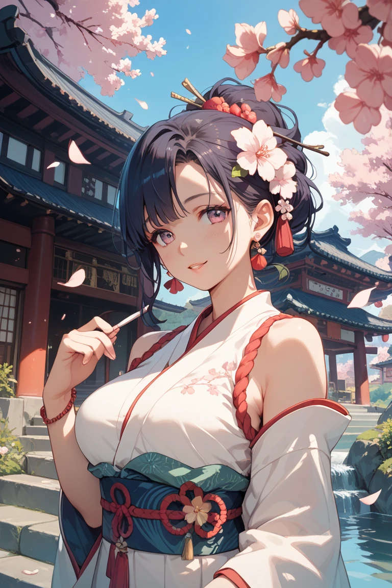 masterpiece,extremely detailed CG unity 8k wallpaper,1girl, beautiful, realistic, blurry, blurry_background, blurry_foreground, branch, plum blossom, depth_of_field, flower, jewelry, nose, realistic, solo,chinese clothes,fingers hidden, arms hidden, only wearing a bra,bare chest