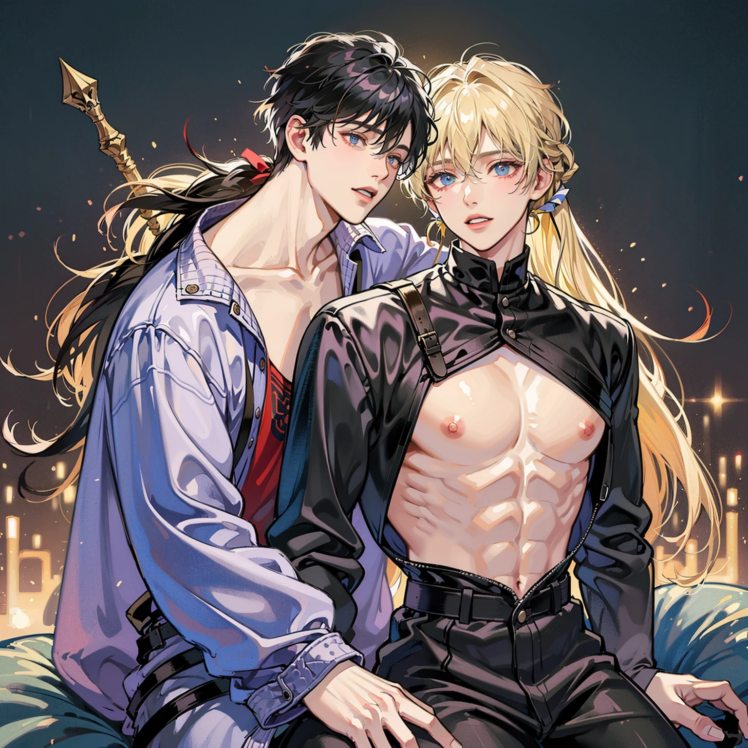 1man, male, man, realistic photo of young adorable handsome vampire Alucard with long blonde hair and glowing amber gold golden eyes, wearing sheer mesh sleeveless tank top and miniskirt, man Alucard wearing miniskirt with stocking, Alucard mesh tank top and miniskirt