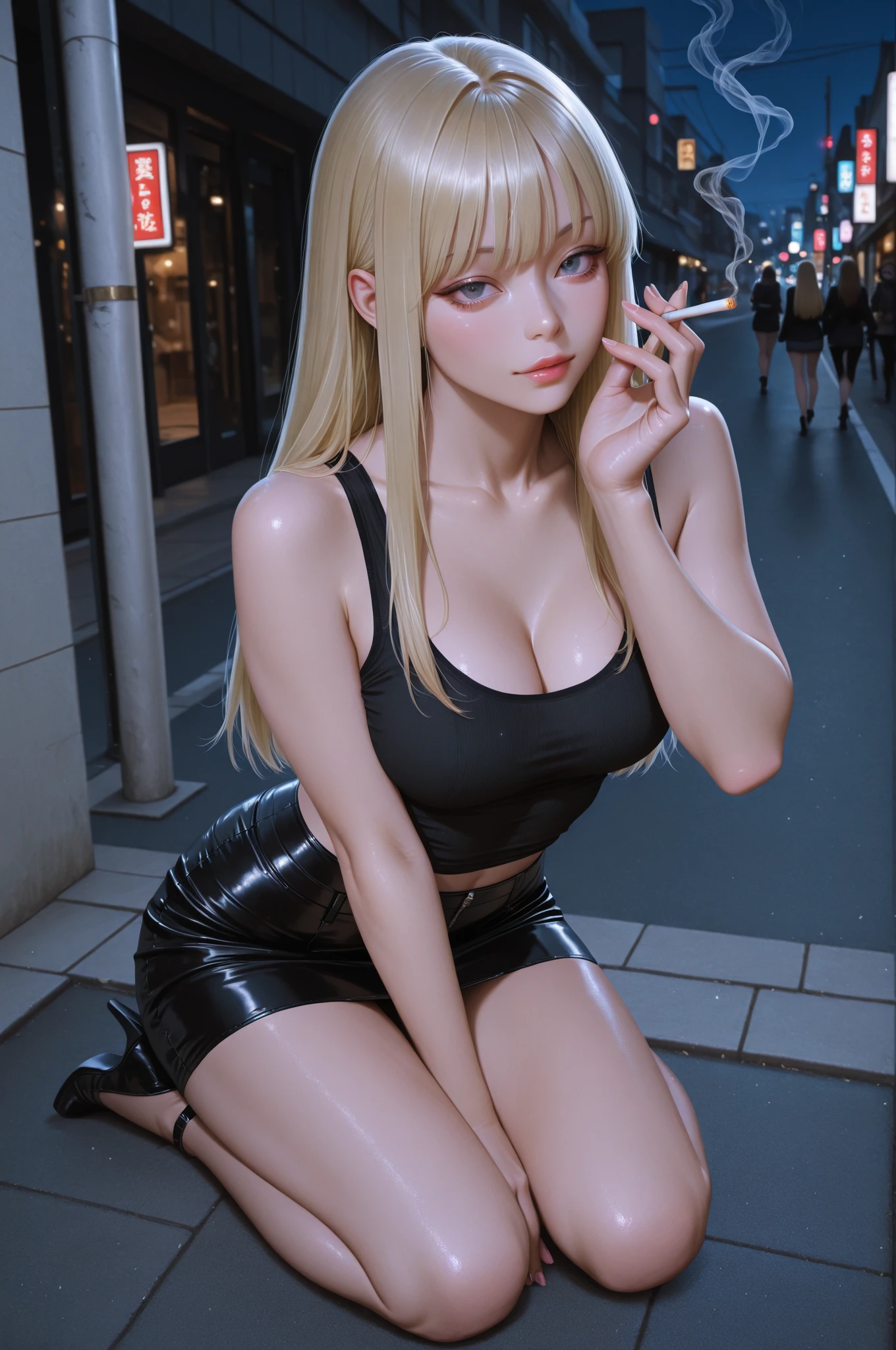 (((Very high resolution, Attention to detail, Very accurate,Masterpiece Girl 1))),RAW Photos & Realistic atmosphere,Beautiful dark blue eyes,Mouth details,Glossy Lips,Fine eyebrows,Soft white skin that shines in every detail,,Detailed drawn eyes、Very beautiful eyes with blue pupils,Detailed lips、Very beautiful face,Very well-formed face、A vivid face,Beautiful, shining lips,Beautiful Eyebrows,Infinite Reality,Best Design,(Extremely cute Japanese 16 year old girl,,Beautifully shaped breasts,Very cute beautiful girl,Girl:1.5),The best natural makeup,Japanese Ido,Korean Idol,Young sensual idol,Watery eyes,Dark and beautiful eyes,Beautiful ass,Beautiful feet,,Camel foot,:1.3),Ultra-high resolution、,Natural and realistic faces,Backlight,Her pure eyes are so cute,(((Photorealism,Photograph the whole body))),,Reality Live Action,(Fashionable earrings,,necklace,bracelet,Gyuru,shiny nail art,Swimsuit Bikini,Slit skirt black pantyhose,A calm and stylish girl,Light brown hair,shortcut,solo,,Smile a little,Esbian all over,Showing off full-body fashion,Sitting cross-legged:1.7),Shibuya Night