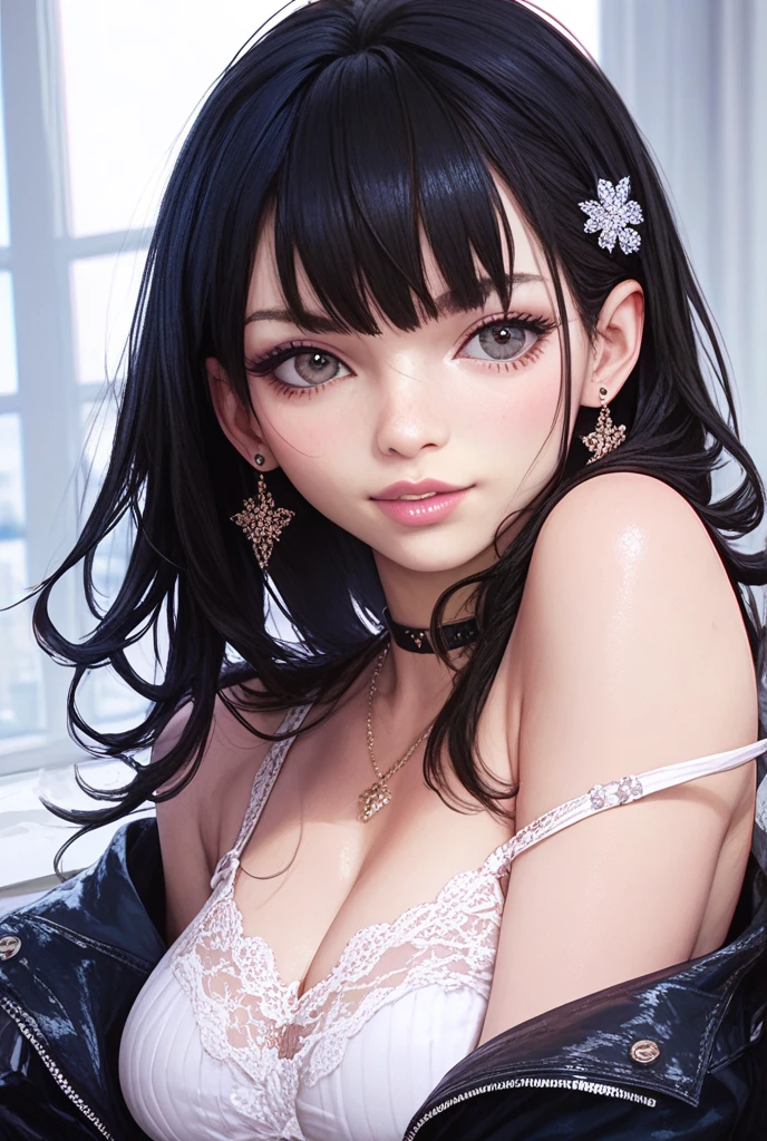 masterpiece,8K,highest quality,Super Resolution、Oversized nightwear、You can see the cleavage、Childish cuteness, Heartwarming, comfortable,Embarrassing, (masterpiece),Small breasts（:1.6）,Intimate,  morning, comfortable, Calm, Calm, quiet, Beautiful girl with perfect facial features,Lying in bed、Lie on your back and raise your arms up、The hairstyle and hair color change randomly.、Her breasts are overflowing and her nipples and areola are visible、Her chest is rolled up and spread open to reveal her nipples and areola、Wearing sexy lace panties、Photographing panties、Photograph her lying down, all the way down to her feet、Shooting from a top-down perspective、