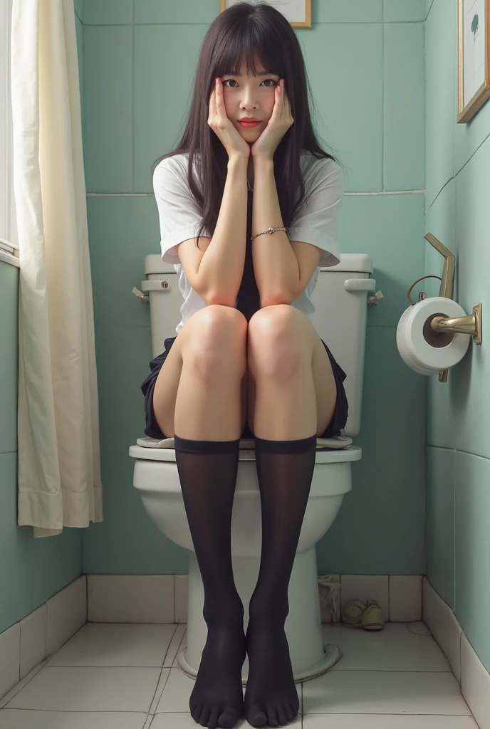 Girl using toilet