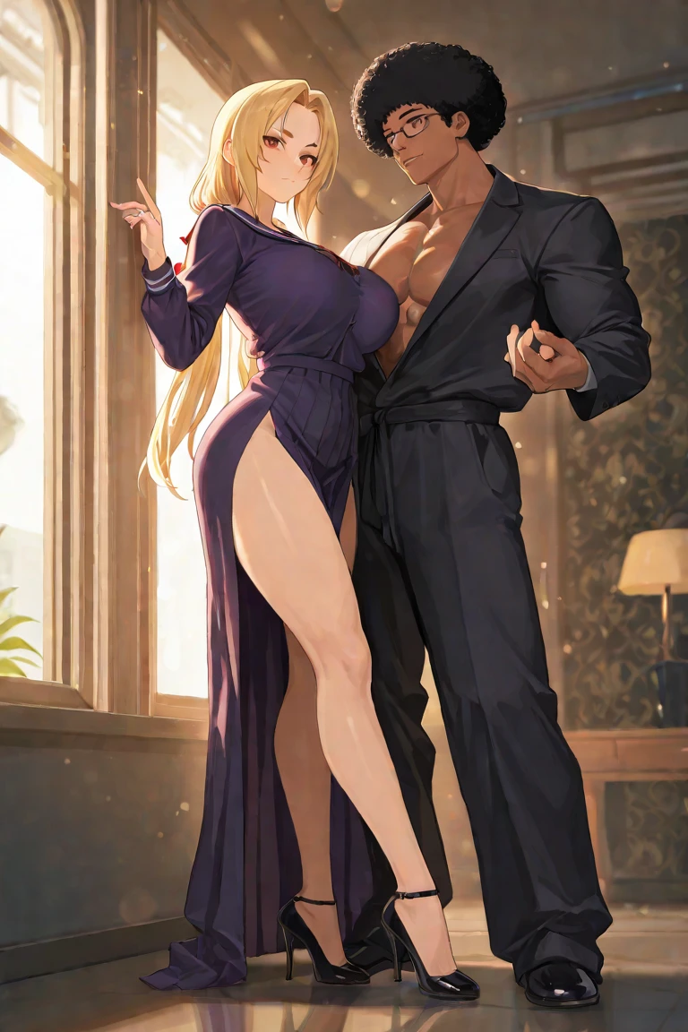 (1 young man), (1 asian Mom), (Duet), A mom seduces a young blackman，（strong and naked black man，short pants，muscle body，bodybuilder），（a young mom with big breasts，narrow waist，bare shoulders，(long skirt dressed, floral print, naked）, European 40 year old milfs and th1 young black man r, best quality:1.4), (Ultra-high resolution:1.2), (8K, RAW photos:1.2), Laurena Lexis, (1 Mom, 1 son), Moms showing off their curves, bend down, Wearing sexy clothes and shorts, and their young son, Clear eyes, A mother and her young son, ((French Kiss))