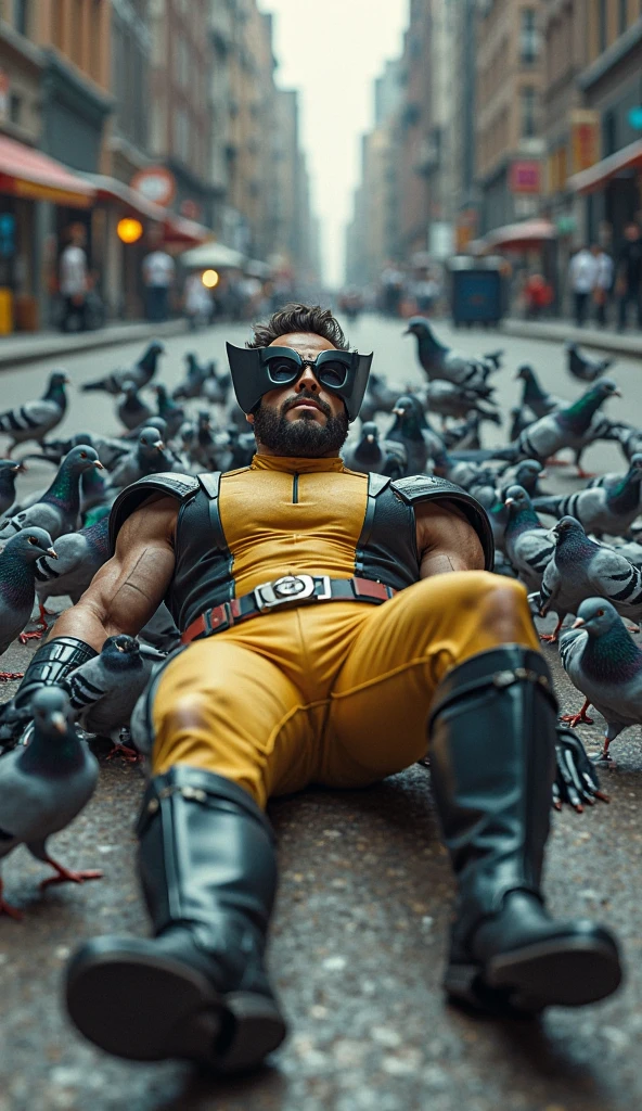 ((hyperrealistic)), ((best quality)), ((masterpiece)), (detailed), marvel wolverine without mask sitting on lowrider with angry face , wears mexican chicano clothes