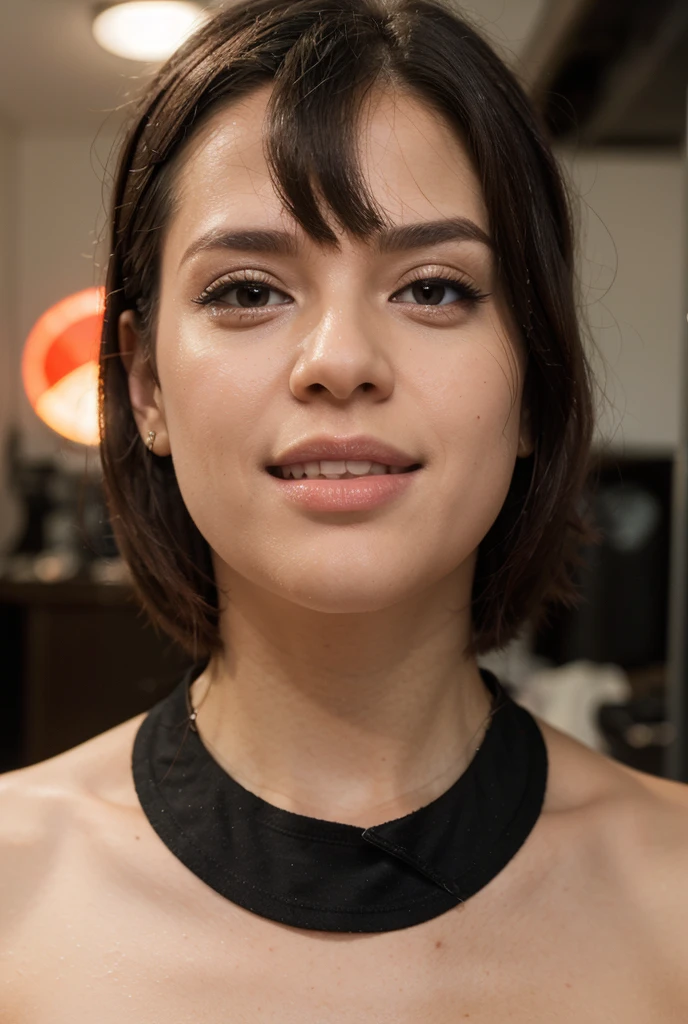 18mm lens, wearing elegant necklace, (((ultra detailed ))), She is completely naked, she is nude. ((Medium shot)), The focus of the image is her slim naked body, red carpet:1.5, (she posing for a photograph) nude:1.5 straddling on the red carpet, she is very happy, smiling, she has light brown eyes, the camera is 18mm, smile:1.5, arched back, nsfw:1.5, Nude:1.3, ((Front)), (((low shot))), paparazzi:1.2, with legs wide open, Foto hiperrealista, masterpiece:1.5, best quality, (photorealistic:1.4), full body, (narrow waist, wide hips:1.2) and (naked:1.2), posing:1.5, (((location is the red carpet at a move premiere, (red carpet at Oscars awards ceremony), cinematic lightbeautiful woman, skinny, small breasts, straight brunette hair, detailed face, smile, facing the camera, photo taken mid shot, age of 20 years old, bokeh, narrow waist, wide hips, smoky eye shadow, glamour makeup, she is very athletic, minimal body fat, striking a confident pose on a Hollywood red carpet, Surround her with flashing camera lights and an aura of glamour. Capture the essence of her star power and magnetic presence in this full-body illustration. Narrow waist, wide hips, visible nipples, visible vagina, she is wearing a stunning necklace, glamour makeup, Photo, masterpiece, top quality, (Ultra detailed face and eyes:1.3), 1 girl, Adult, (Eye makeup, mascara) , ((large detailed lips)), ((dark)) , ((Natural breasts)). ((Posing)), photoshoot, studio (soft lighting), glamour makeup, smoky eye shadow, (The play of light and shadows), depth of field, bokeh, (special attention to skin detail: 1.2), (Dark atmosphere of the frame, Dark color scheme), ((mid shot)) , ultra detailed, visible nipples, (((mid shot))).