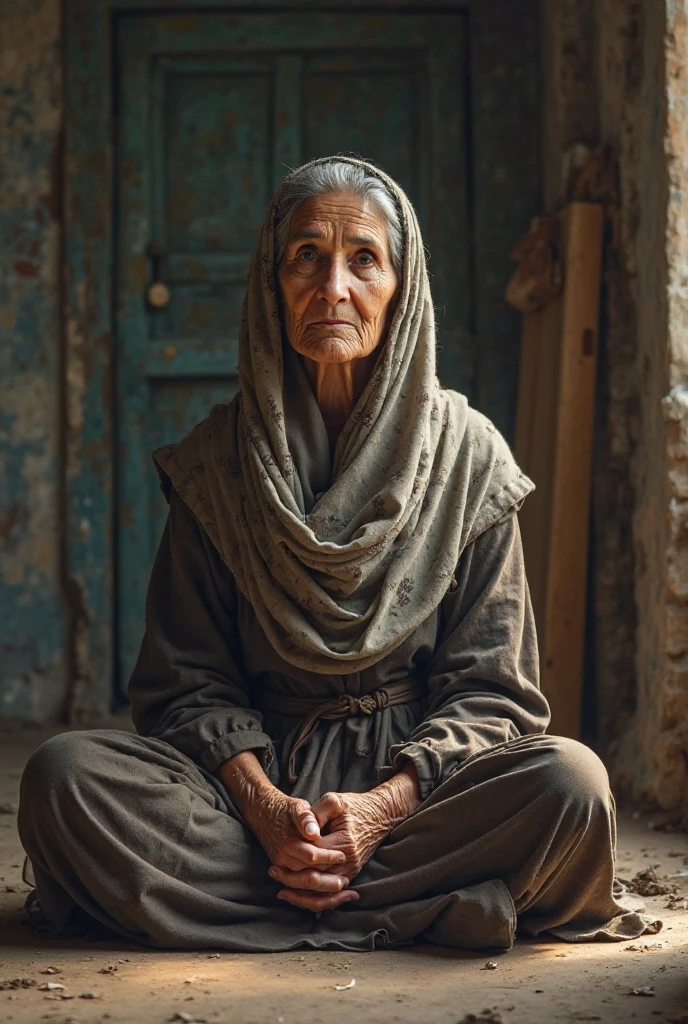 An old Pakistani lady eating posture