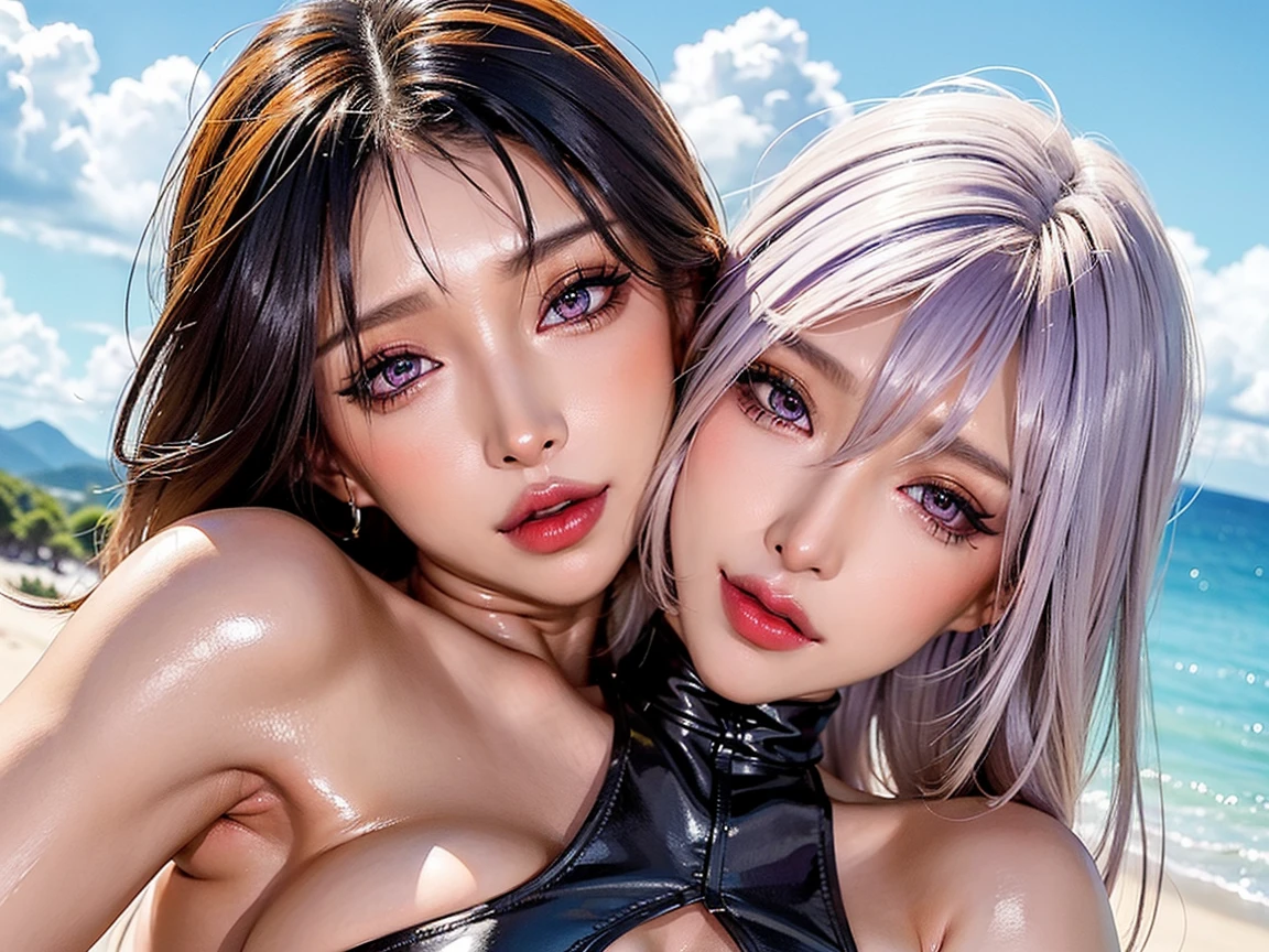 2 young young girls, complete naked, detailed skin textures and detailed skin pores, extremely detailed face and eyes,