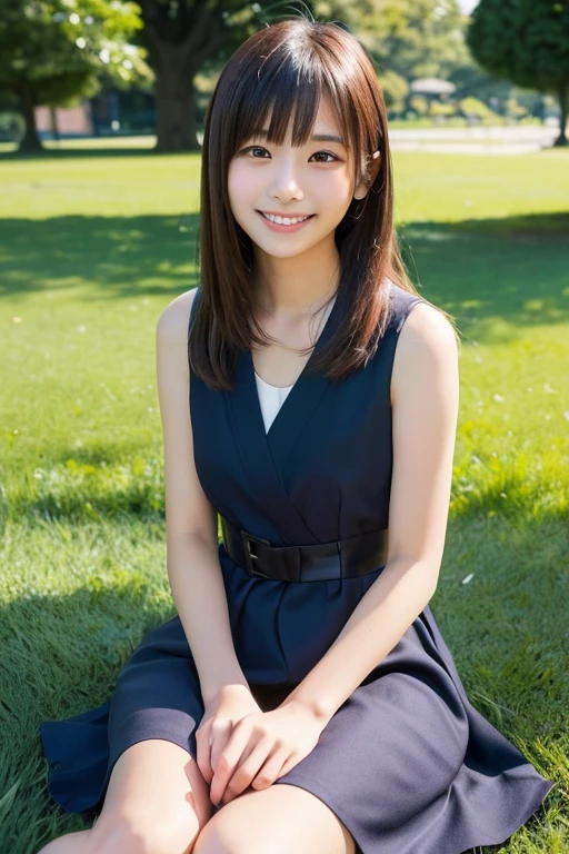 Pure Japanese girl, outstanding body, beautiful legs, wearing traditional suits, natural hairstyles, sweet smile, sitting, refreshing in early summer, composition from the front, 