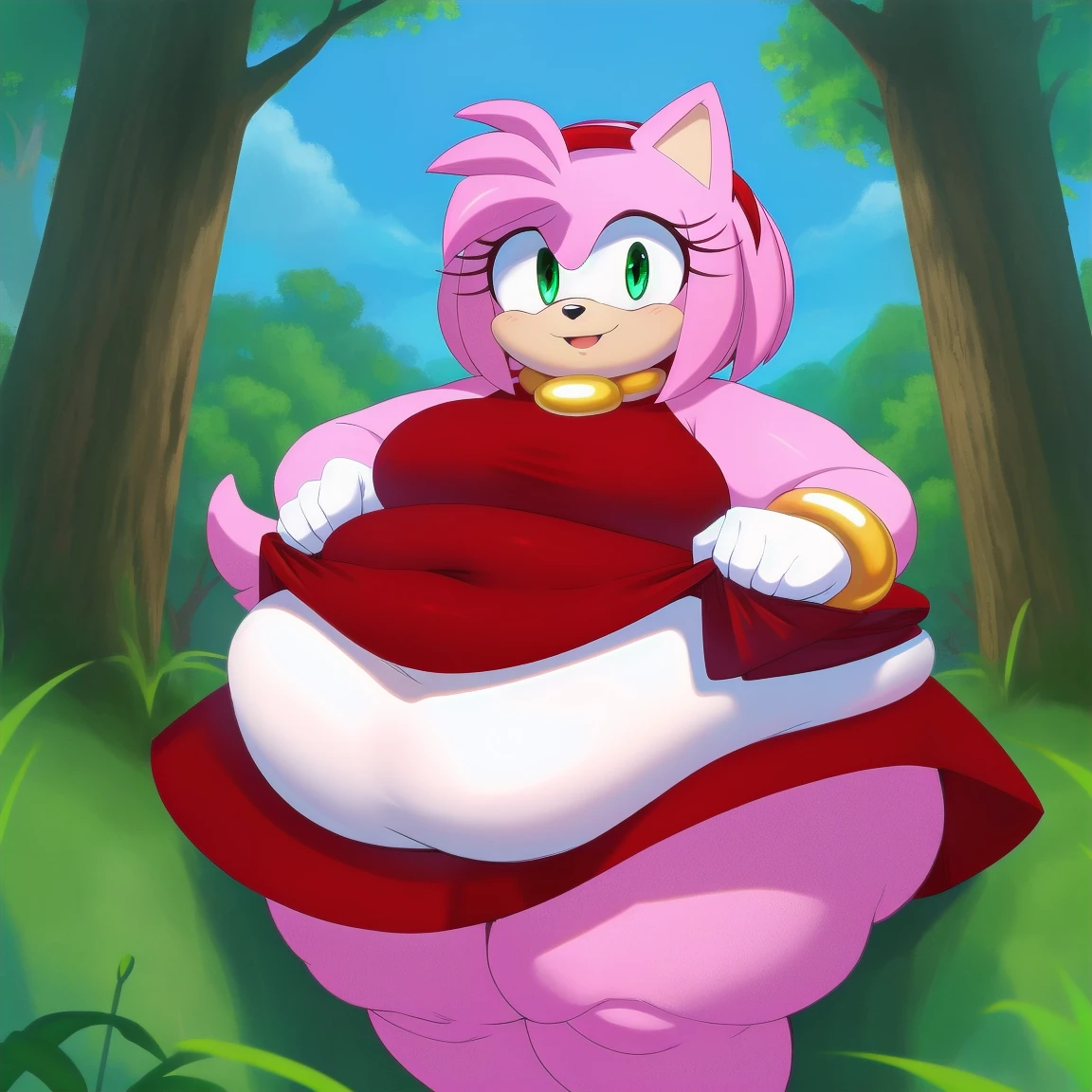 ((High Quality image 10k)) (( perfect autonomy)) Masterpiece, Apple Bloom, cute face, solo girl, smug grin, naked, big breasts, massive fat belly, pubic hair, Really big Feet, barefoot, Apple Bloom Equestria girls, full body, Standing, in the park, Apple Bloom, cuerpo completo, high resolusion