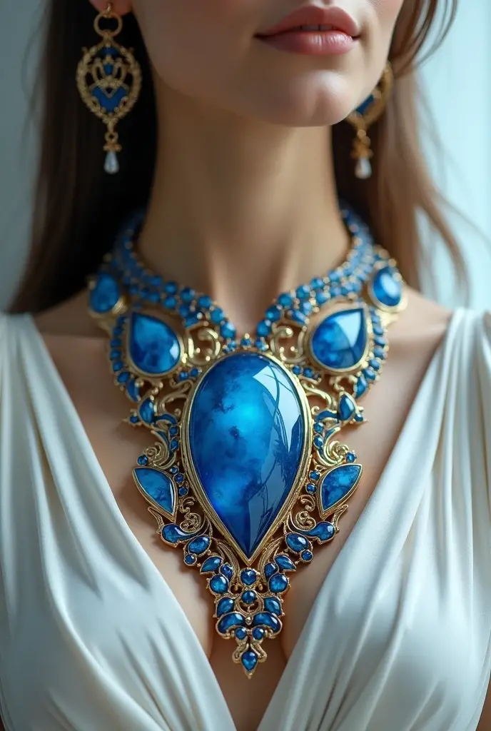 Blue dye Resin and gold combination jwellery 
