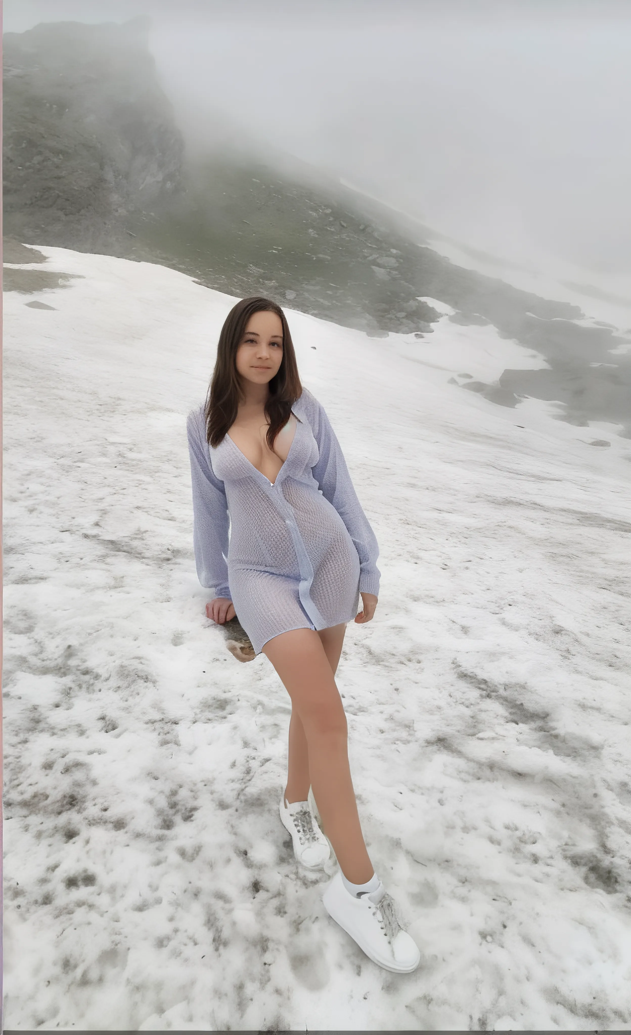 naked girl beauty outdoors showing vagina while standing