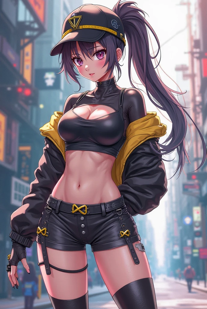 girl spacepunk,(((1girl))),((anime girl with extremely cute and beautiful black hair cat ears walking seductively down the street)),

(large breasts:1.4),saggy breasts,((((black hair,messy hair,colored inner hair,large hair,absurdly long unkempt hair:1.35,long hair,ear breathing)))),((((cat ears,cat ears on head,big cat ears)))),((pink eyes:1.3,upturned eyes:1.3,perfect eyes,beautiful detailed eyes,rainbow glows ultra-detailed deep pink purple eyes:1.1,gradient eyes:1,finely detailed beautiful eyes:1,symmetrical eyes:1,big highlight on eyes:1.2)),((fat)),(((lustrous skin:1.5,bright skin: 1.5,skin tanned,shiny skin,very shiny skin,shiny body,plastic glitter skin,exaggerated shiny skin))),(spider lower abdomen,narrow waist,wide hip,athletic body,inflated legs,delicate detailed fingers,detailed body,detailed arms,human hands,(detailed face)),

cute,slutty,seductive,erotic,(((nsfw))),

zettai ryouiki,revealing clothing,show skin,((((underboob)))),(cleavage),(semi-naked,with little clothing,((tiny thong)),bare legs,visible thong straps),((((crop top hoodie,cropped hoodie,hoodie,hoodie intricate)))),((detailed outfit,detailed clothes)),

(dynamic pose:1.0),solo focus,embarrassed,centered,scale to fit dimensions,Rule of thirds,

((((night view,Cityscape by the ocean,oceanfront,ocean in the background)))),thick clouds,very cloudy sky,neon signs shining,futuristic cyberpunk cityscape,((neon lights,synthwave theme background)),((detailed background:1.25)),

(best quality,high resolution,sharp focus,ultra detailed,extremely detailed,extremely high quality artwork,(realistic,photorealistic:1.37),8k_wallpaper,(extremely detailed CG 8k),(very fine 8K CG),((hyper super ultra detailed perfect piece)),flawless,(((masterpiece))),illustration,vibrant colors,(intricate),High contrast,Selective lighting,Double exposure,HDR (High Dynamic Range),Post-processing,Background blur,