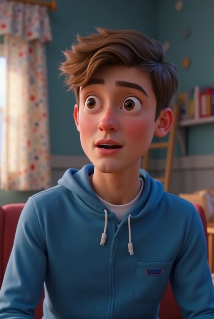 Image of a boy for a story in a YouTube video in Pixar format, He's the little allabester, He's the class leader, He's outgoing, Playful and gets up for a lot of things, cabelo curto