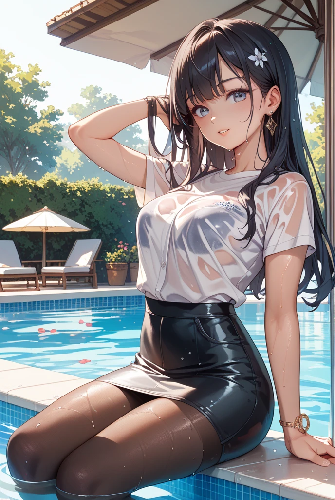 A very cute beautiful girl、Pretty lips、Very sensual、Skin like in the picture、G-cup bust、Smiling Beauty、Sexy pose、Highest quality、High definition、A beautiful woman with a large amount of milky liquid flowing all over her body、Sweaty、See-through camisoles in various colors、T-back shorts、Sexy Short skirt、Navel costume、Izakaya cafe、Sweaty、Thighs、