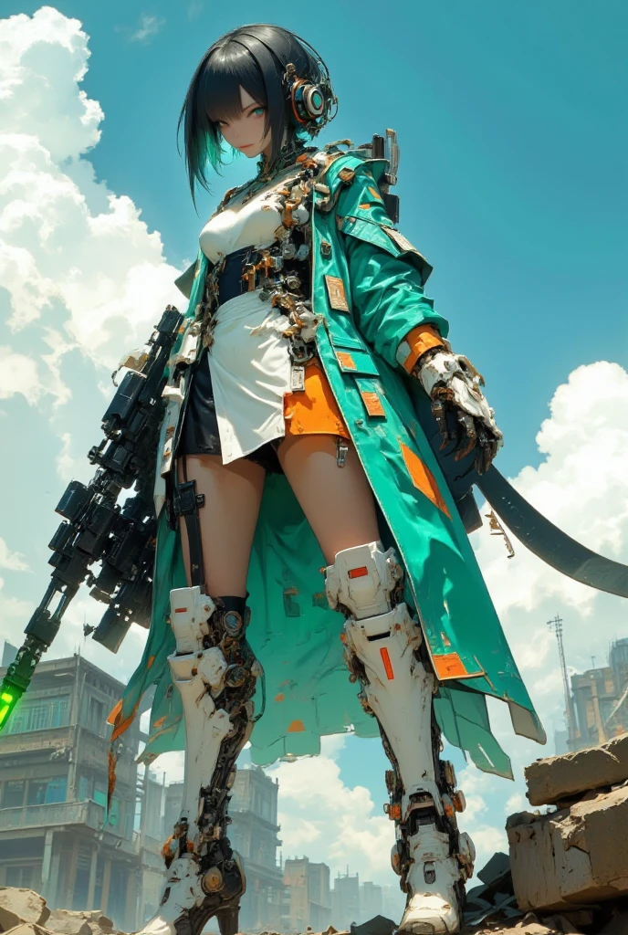 A woman standing with an umbrella in front of a store, painterly humanoid mecha, Beautiful artwork illustration, Luan Jia, Krentz Kuschaert and Wenjun Lin, by Gan Hoi An, Digital Painting Concept Art, Painted in an anime artist's studio, Joan Rua, Painterly concept art, by Kamisaka Sekka