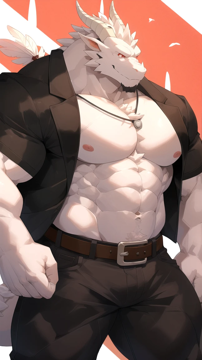 35-year-old mafia man, moreno, Spiky style haircut, with large, wide pectorals and arms, no six pack abs, no shirt, no hair on chest, hairless.