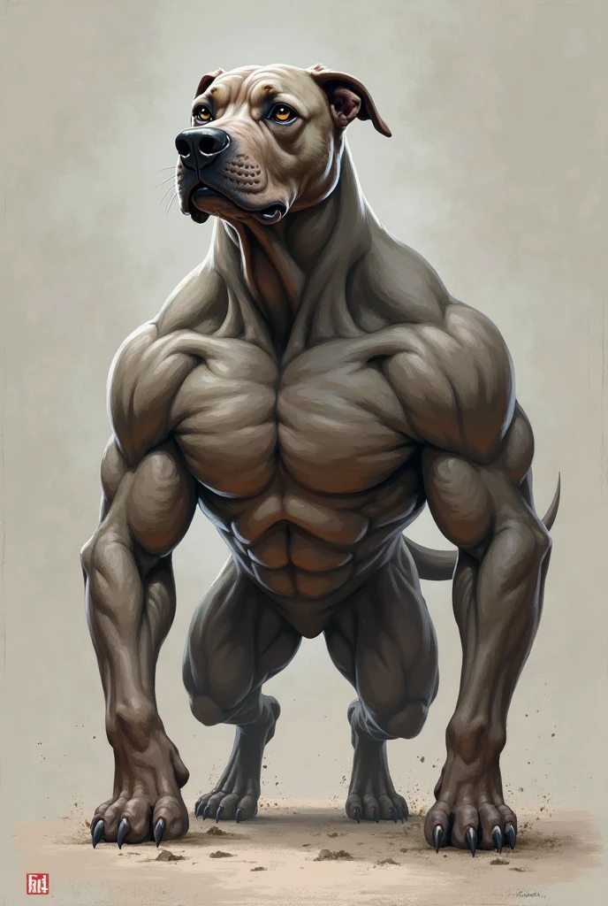 Photorealistic, highly detailed textures, Anthro, pitbull, realistic, male, huge muscles, (huge pecs:1.1), muscle worship, wet skin, detailed fur, uncropped, dungeon, stepping in puddle,