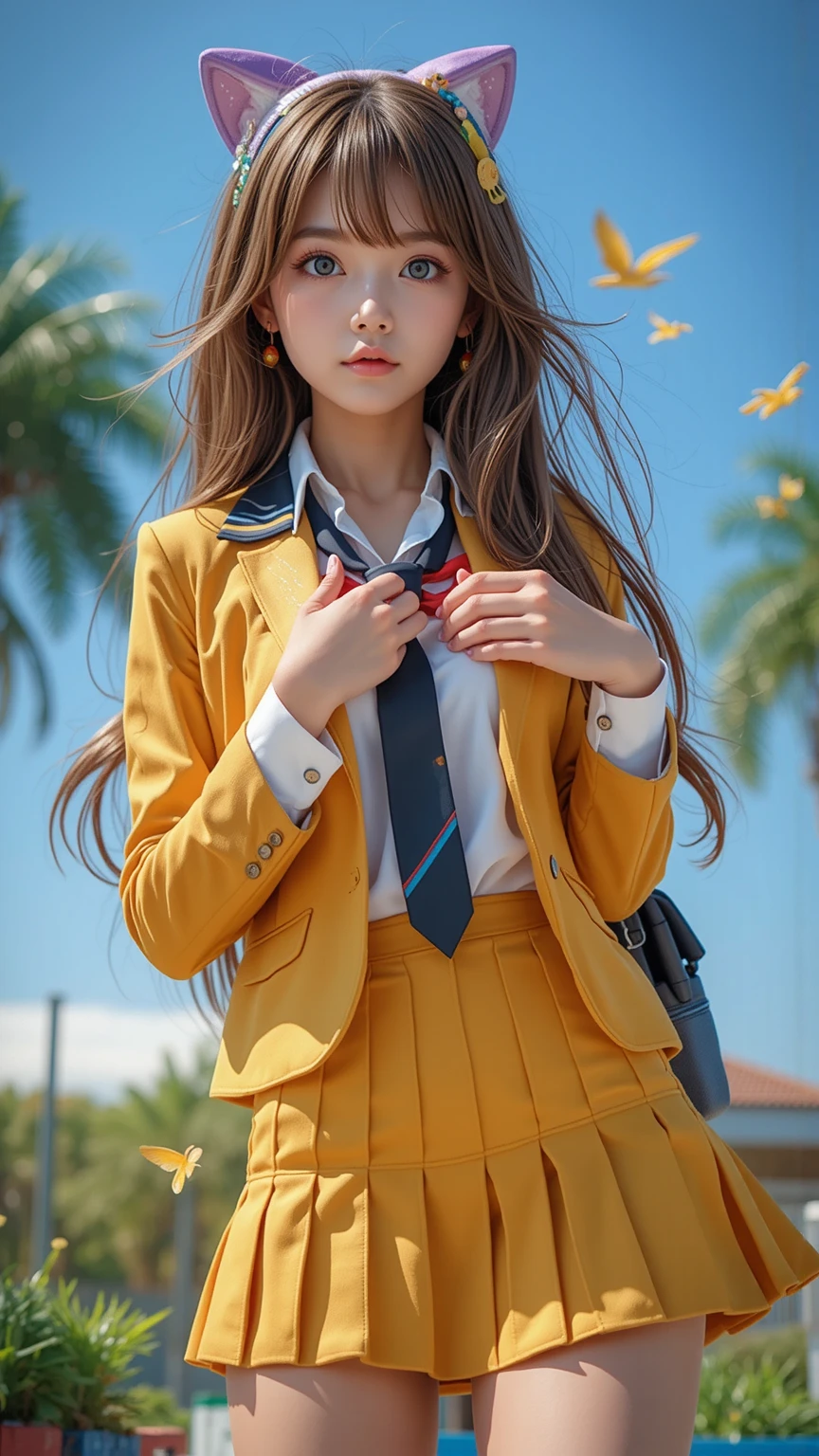 1 girl, extremely bright backlight, Solo, {Beautiful and detailed eyes}, autumn night, Large breasts, Dazzling moonlight, Calm expression, Natural and soft light, Hair blown in the breeze, Delicate facial features, Blunt bangs, Beautiful Korean Girl, Smile in the eyes, very small earrings, 18year old, ((model poses)), Glamour body type,(Colorful hair, half red hair、half brown hair:1.2), Microparticles, Real Hand, masutepiece, Best Quality, Photorealistic, Ultra-detailed, Finely detailed, High resolution,Brown messy hair, Perfect dynamic composition, Beautiful detailed eyes, Asian Girl,((nervous and embarrassed)),foco nítido,  beauty mix, Movie girl,(Smile:1.3),(Wearing a brown school blazer uniform,Brown pleated skirt:1.3),(Longhair:1.3),(Sitting in a train seat.:1.3),(with spreading legs:1.4),(Hands behind your back:1.3),(I can see panties:1.4),fullllbody