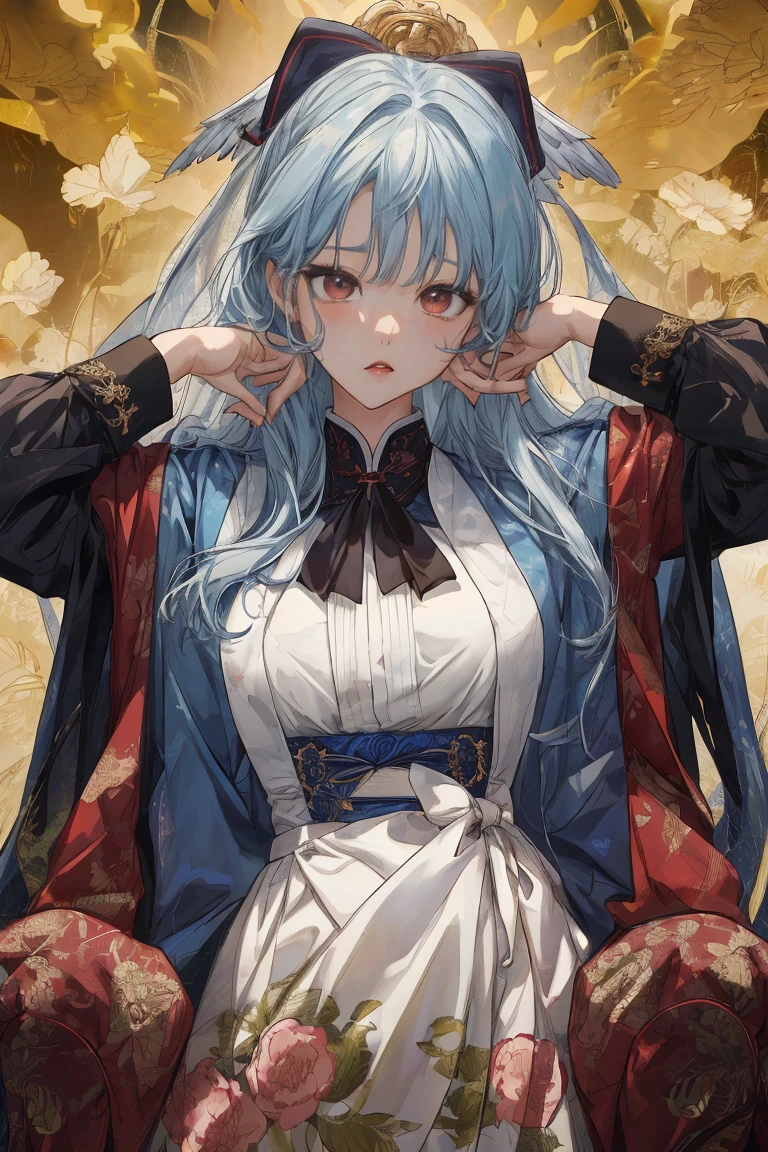 Colette is a unique Oni, distinguished by her choice not to consume human flesh. Em vez disso, she keeps a bamboo in her mouth, a practice that symbolizes her resistance to temptation and her desire to hold on to the humanity she still has left within her. Your blue kimono, with pastel blue tones, reflects your serene and peaceful nature, contrasting with the ferocity generally associated with Onis. The kimono's soft patterns complement its gentle appearance, making Colette a figure of grace and tranquility, despite his Oni nature.