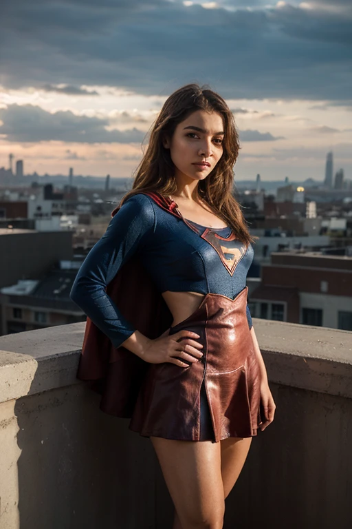 Crea una imagen de Supergirl modelando sus botas