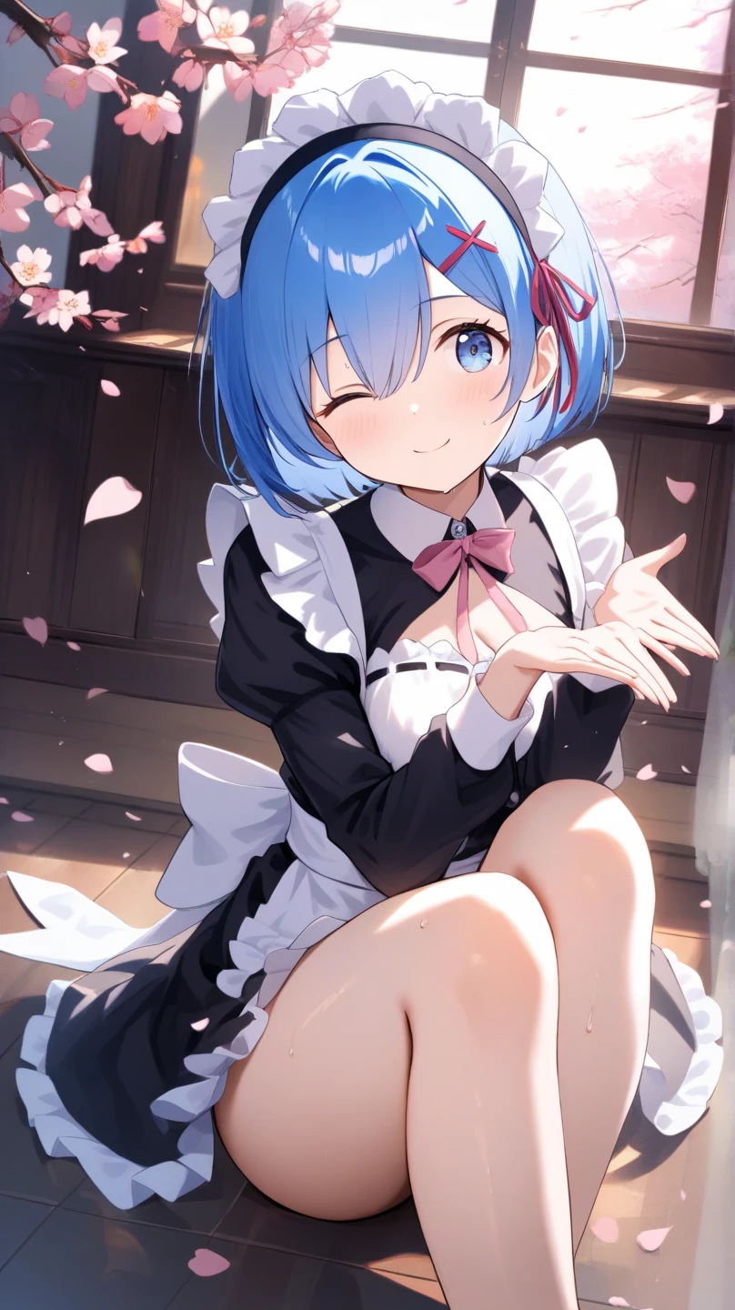 Rem Handing the viewer a love letter with her cheeks a little blushing