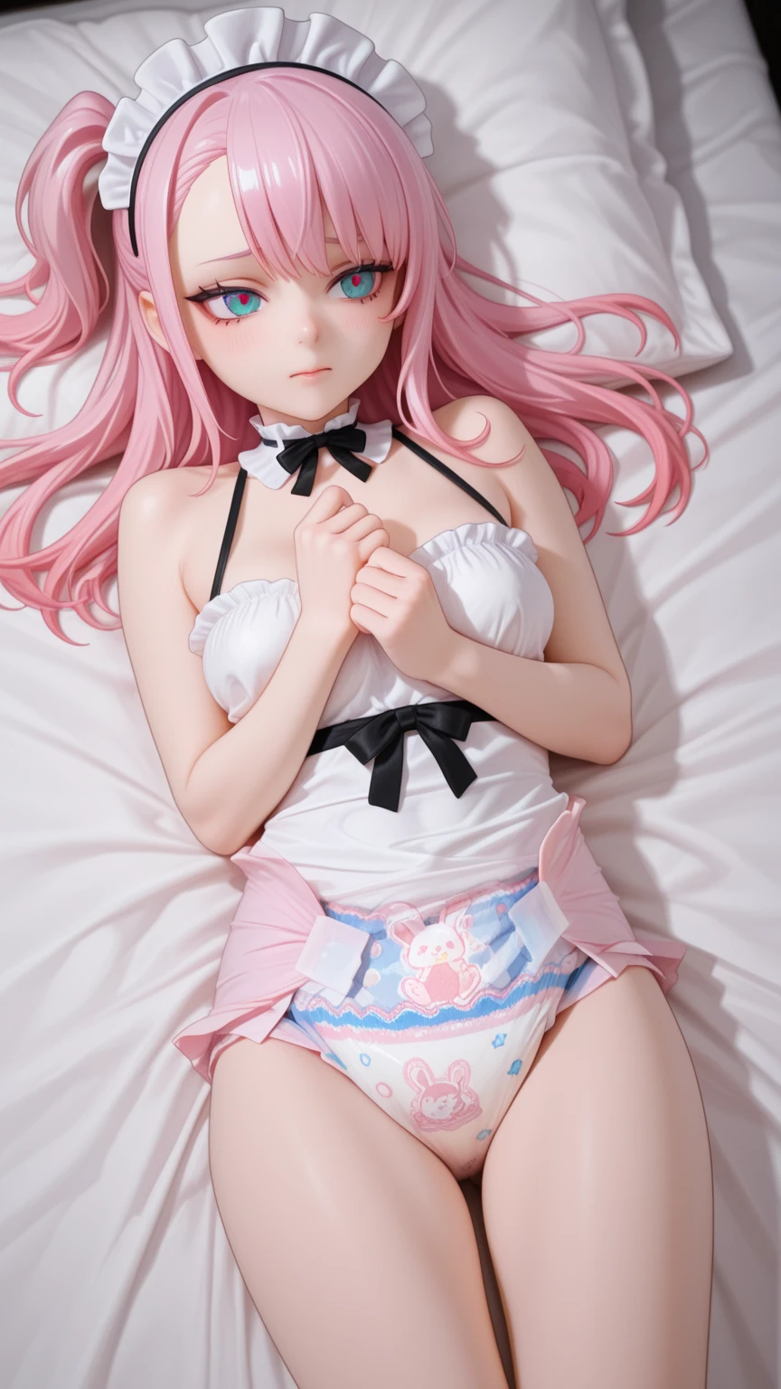 araffe with blue and pink hair laying in a bed with a bunny, candy pastel, colorful pastel, belle delphine, fairycore, pastel overflow, colourful pastel, cotton candy, lots of pastel colour, fantastically pastel colors, anime barbie in white stockings, fantasy photoshoot, cutecore clowncore, glamourous cosplay, lovely pastel colors, candy girl