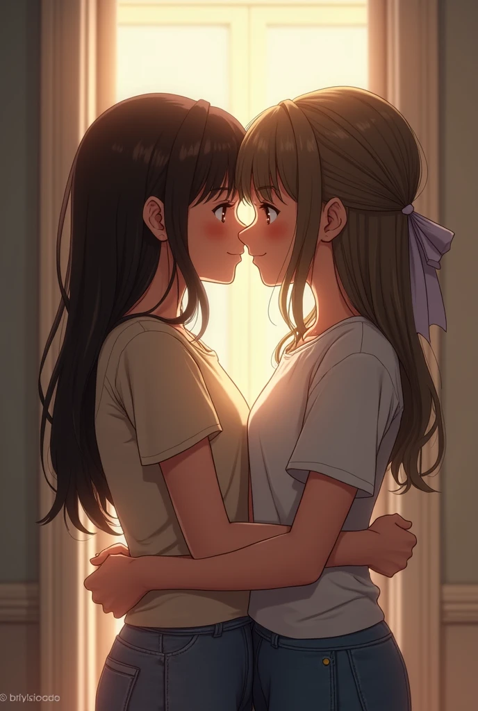 Teenage couple ，Manga style，They're chubby and hugging，cute cute，Glow effect，Dindal effect，Depth of written boundary，highlight，Real Light，Ray Tracing，OC Rendering，Ultra-realistic，Highest quality，8k，Masterpieces，Ultra-fine，More about pubic hair，Correct Anatomy，Sharp focus on the eyes，Bokeh，The facial features are carefully drawn