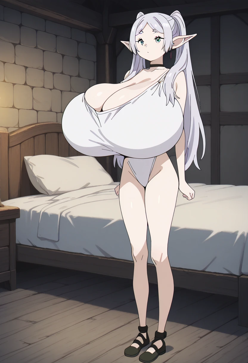One naked girl、Being tied up with hands behind back、Light purple hair、Being exposed in a snowy town、Crouching、Wide-open legs、With legs apart、Knees up、With legs apart、Expressionless and dead-eyed、Desperate look、Nipples、Pussy、snow on the body、Are pregnant