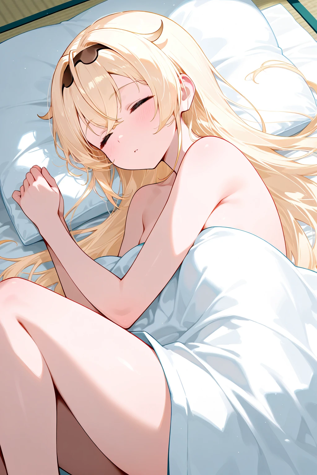 (Two Girls, Stylish long hair, color, Fine grain, Sparkling Eyes, Heart Pupil, Student Age Girl), E-Breath, Cleavage, On the bed, Sleep in her bed cute Sleep, goddess, Two pairs of wings, Nightwear, Abusing lens flares, color収差, High detail, anime, About Art, Depth of written boundary, Motion Blur, Shining Light, Film Grain, 超High resolution, retina, Accurate, masterpiece, Anatomically correct, Textured skin, Super detailed, High details, high quality, Awards, 最high quality, High resolution, 16K, (Camera angle: Wide-angle) ((Sleep, Lie in, On the bed, bed sheet, Bedroom, camisole, From above, Dutch Angle, Upper Body))