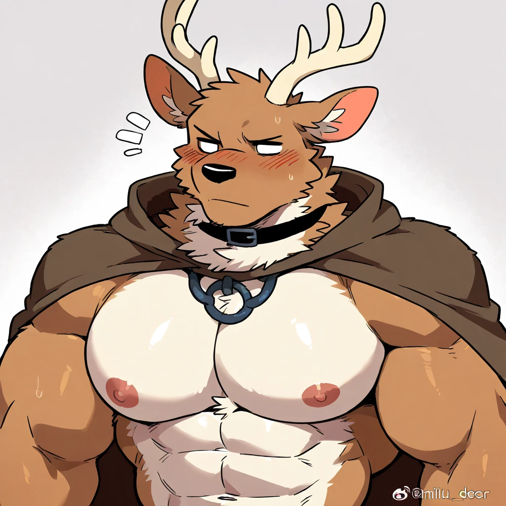 masterpiece, best quality, 8k resolution, Very detailed, hairy,(((Elk))),(((Mature))),(((middle age))),(((Blushing))),portrait,(((blue eyes))),(((Strong))),(((Blushing))),(((Shirtless))),(((Muscular))),((huge)),Hip bulge,For the audience,(((Shameful))),Highest quality scene,Solitary,solitary,(((Erotic panties)),(((Hip bulge))),(((Sweating))),((Chains)),(((limb shackles)))),(((Neck collar))),(Shameful),Kneeling on the ground,(((kneeling))),(((Blushing))),((Snow)),(((red socks))),Christmas,Christmas鹿