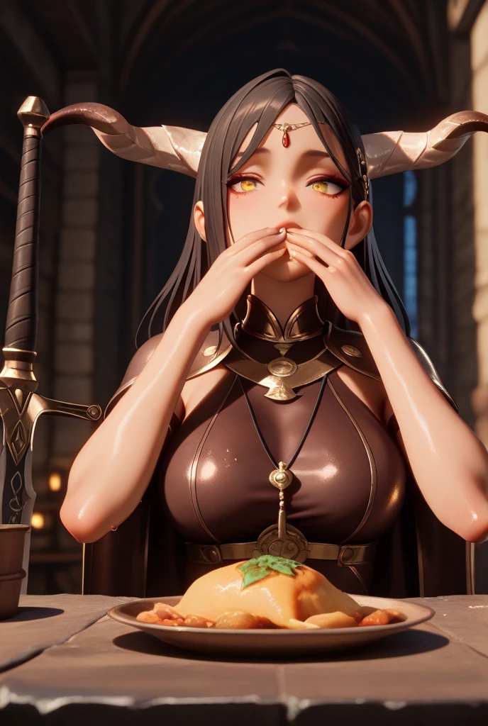A serpentine black dragon magically transforms into a lovely Malaysian woman (dressed like a Romanian trollop), set in a medieval European village under a full moon. She is a trickster spirit and has seduction to get up too, her dress ACCIDENTALLY drops off how clumsy (show her from head to toe, she hand bra covers herself just enough to be SFW)