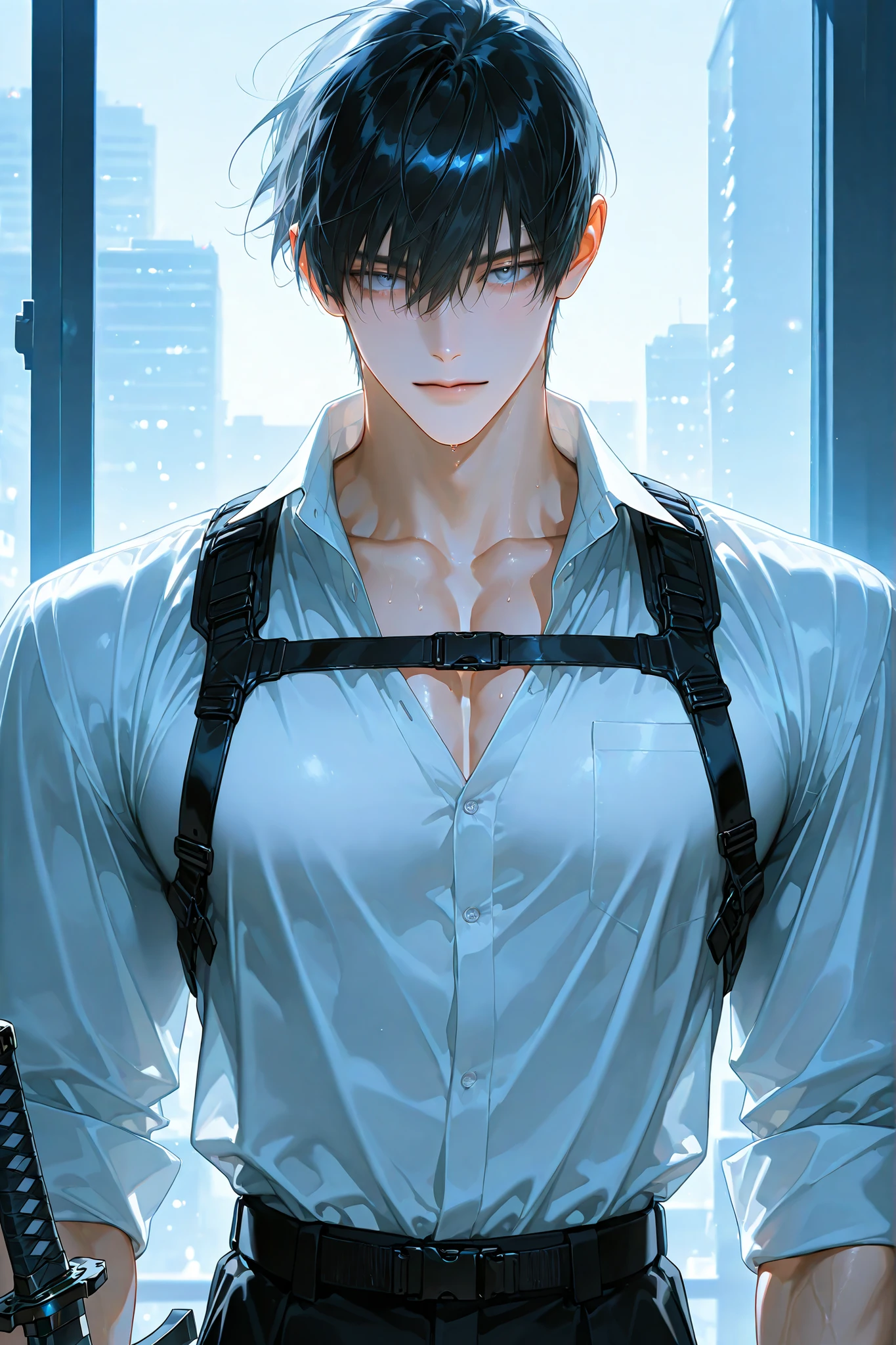 a 40 year old man with red short hair, grey eyes, moles all over the face, wearing an official uniform, masculine, teacher, best quality, 8k, highres, masterpiece, ultra-detailed, realistic, photorealistic, studio lighting, extreme detail description, professional, vivid colors
