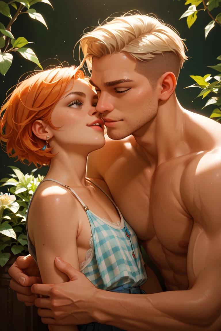 score_9, score_8, score_7_up, 1girl, 1boy, magnificent body, A luscious milkmaid has fun with her boyfriend on a farm, capture with my legs, friendly sex