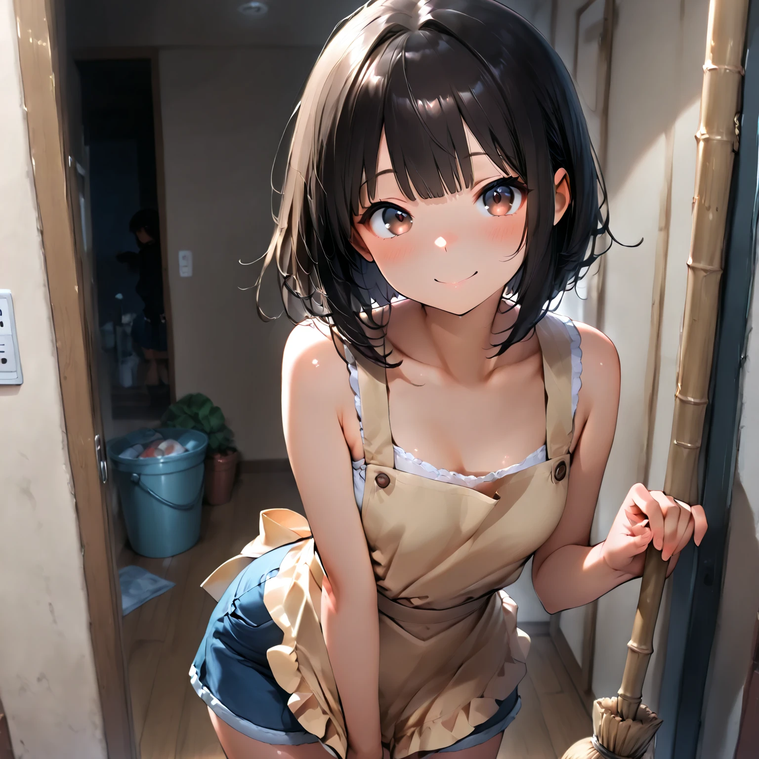 (masterpiece:2.0), (top-quality:2.0), (Naked in the room:1.5), (Tiny pink T-back camisole dress:1.5), (Perfect exposed shoulders:1.5), (Perfect exposed nape:1.5), (Super Sexy Pose:1.5), (blushed face:1.5), (hide crotch with hands:1.5), (hiding chest with hands:1.5), (Spilling:1.5), (Realistic:1.5), Naked, 1 little girl, Precise little hands, Embarrassed look, lightsmile, Look at me and smile, a very pretty girl, Innocent face, Young Face, Clear eyes, Shining eyes, tiny chest, shoulders can be seen, I can see the cleavage, the lower abdomen is visible, buttocks visible, The crotch is visible, No pubic hair, Dynamic Posing, Beautiful skins, ultra-definition, Top resolution, Japan High School Student, Golden hair
