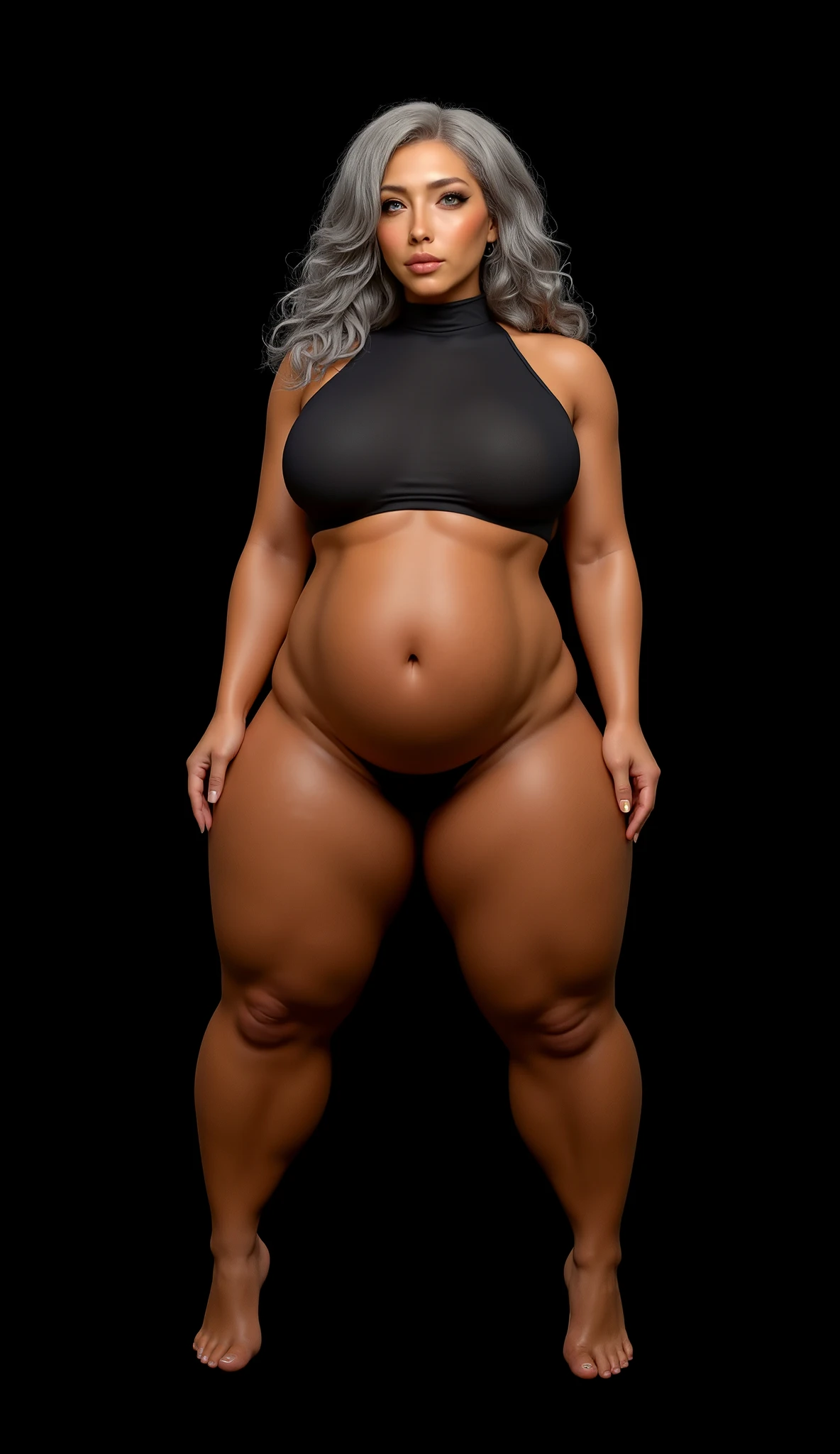 generate naked body of a chubby black woman