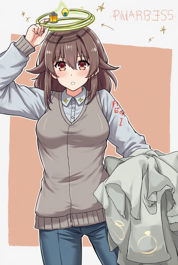 Shinonome Ena、Brown Hair、View here、Big white shirt、White oversized shirt、Inside the room、I'm only wearing a shirt