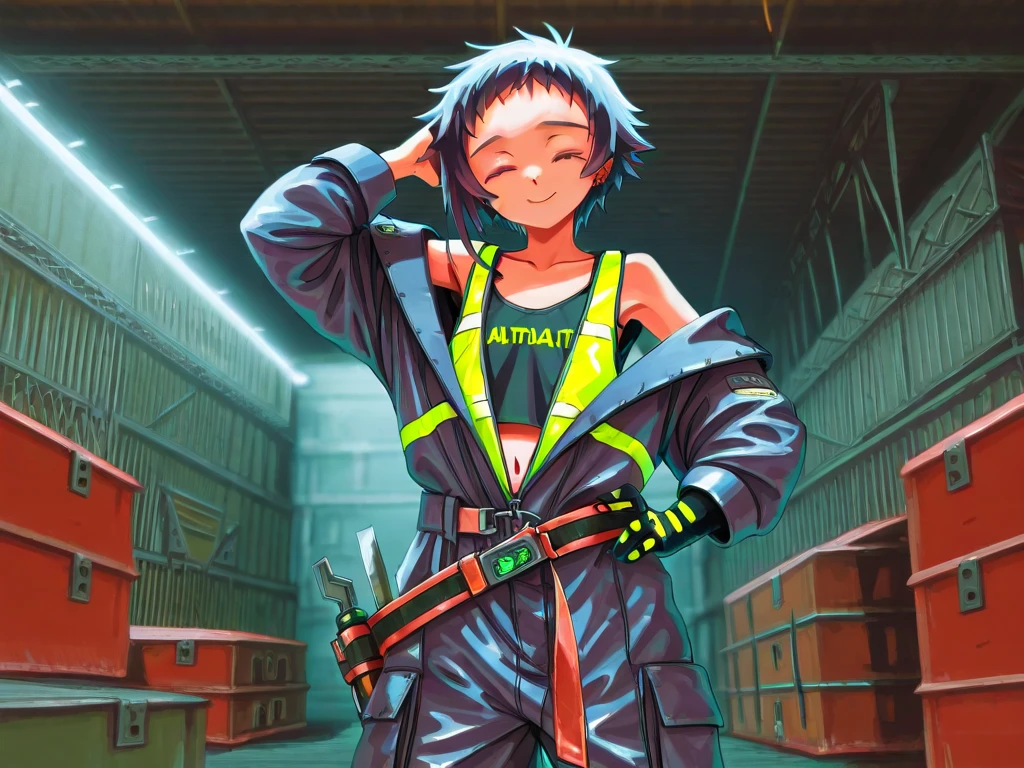 PLUMBER WITH SAMURAI PONYTAIL CUT,HEAVY METAL STYLE BLACK CLOTHES NOT BEING MUSCULAR IN THE MIDDLE OF THE CARTOON PIPES