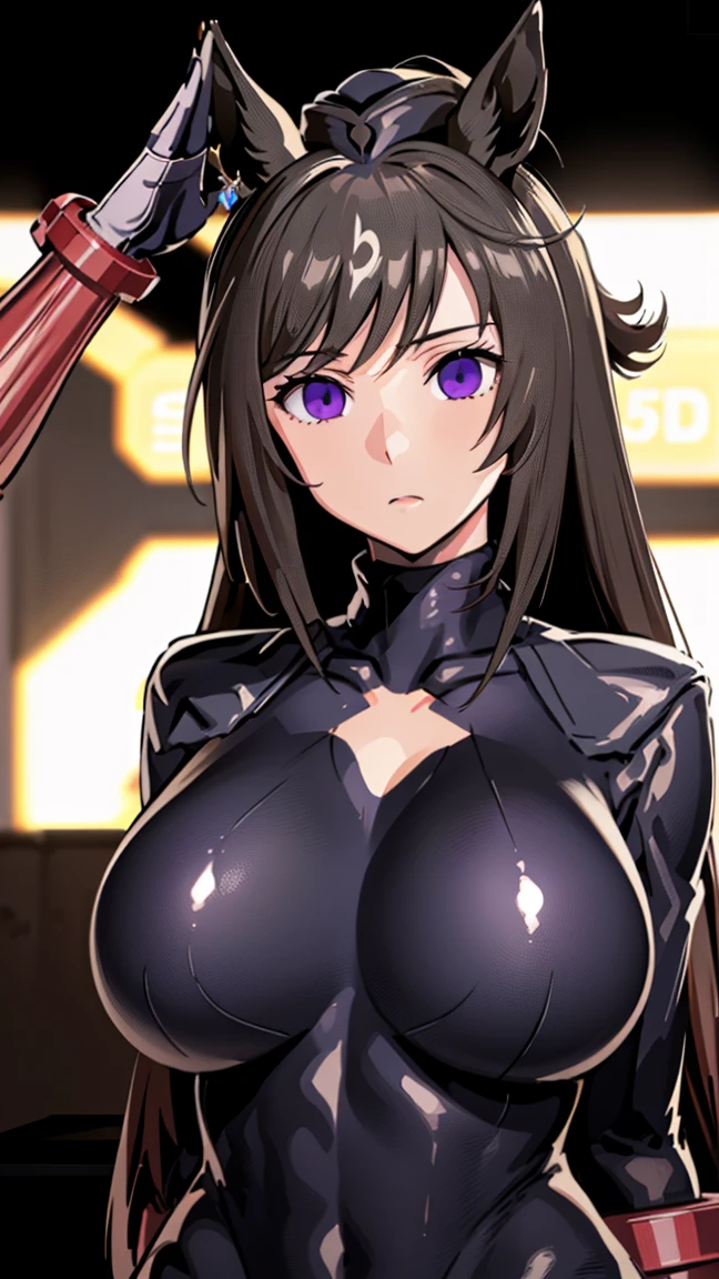 Annerose, 1girl, sitting on table, spread legs, long hair, black hair, pointy ears, (yellow eyes:1.2), large breasts, (black bodysuit, bodysuit:1.05), higheels, shiny clothes, (skin tight:1.05), hair intakes, (covered :1.1), (covered breasts:1.1), (sideboob:1.05), impossible clothes, cowboy shot, cleavage, perfect body, (athletic body:1.1), anime face, perfect face, perfect eyes, anime eyes, smoky eyeliner, eyeshadow, a caring glance, looking at viewer, sharp focus, intricate details, masterpiece painting, professional artwork, (vibrant colors:1.1), vivid colors, Diffused lighting, digital blending, ultra detailed body, ultra detail hair, ultra detail face, trending on pixiv, by Kagami Hirotaka, high res, 8k raw photo