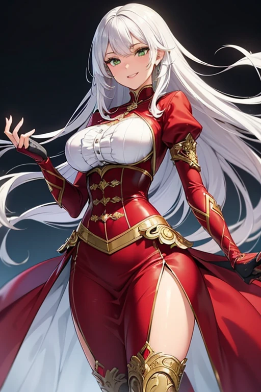 8k、豪華なWhite shirt,Red and silver jacketを身に着けた妖艶なサキュバス.,so beautiful(Like the real thing)、gorgeous red and black pants,Women of Araphedo、Beautiful wavy silver hair、big breasts、5d cgi anime Fantasy artwork、Fan Art Mayo Art Station、デジタルFantasy art)、Big blow Loss Draw、壮大なFantasy artスタイル、Beautiful Succubus、charm、Beautiful fangs、Looking at the audience、Captivating Gaze、masterpiece,masterpiece,Photorealistic RAW photos of the highest quality。Bright colors,Rich colors, Backlight, Cinema Lighting, Film Grain, 50mm lens, Nikon D850,Realistic Skin,Fantasy art,Character Art,Ultra-high resolution,Realistic scale skins,Goddess of Evil,Horns of the Evil God,A muscular and slender macho man,Golden Eyes(Golden Glitter Effect),My abdominal muscles are severely torn(超Realistic Skin),smile,White shirt,Red and silver jacket,Dynamic action poses,Grim expression,karate,Battle Scenes,battlefield,