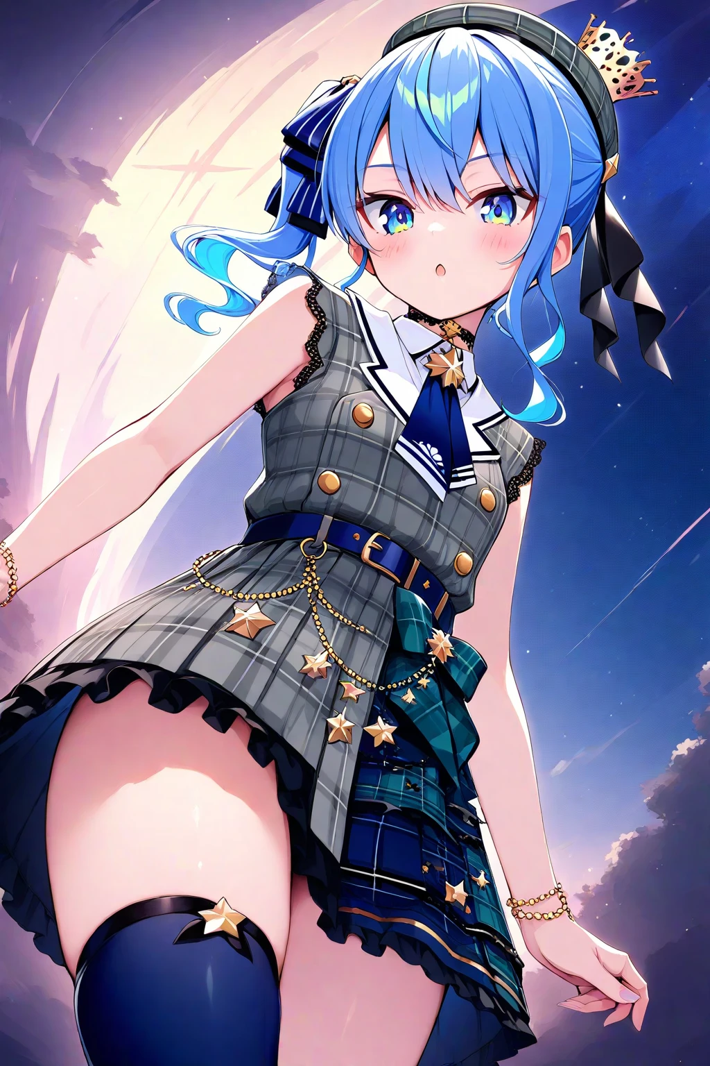 (highest quality,4K,High resolution,masterpiece:1.2),Very detailed,Beautiful details, Teenage body,Expressions of joy,Furina character, 16-year-old teenager,
Happy expression,Walking around the city, Shiny Hair,brake,cheerleader, acrobatic pose