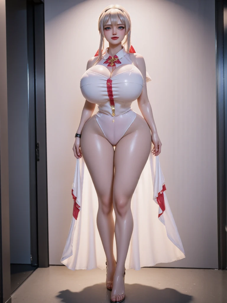 (full_body)、Woman、red_background、(big_breasts:1.5)、white_nurse