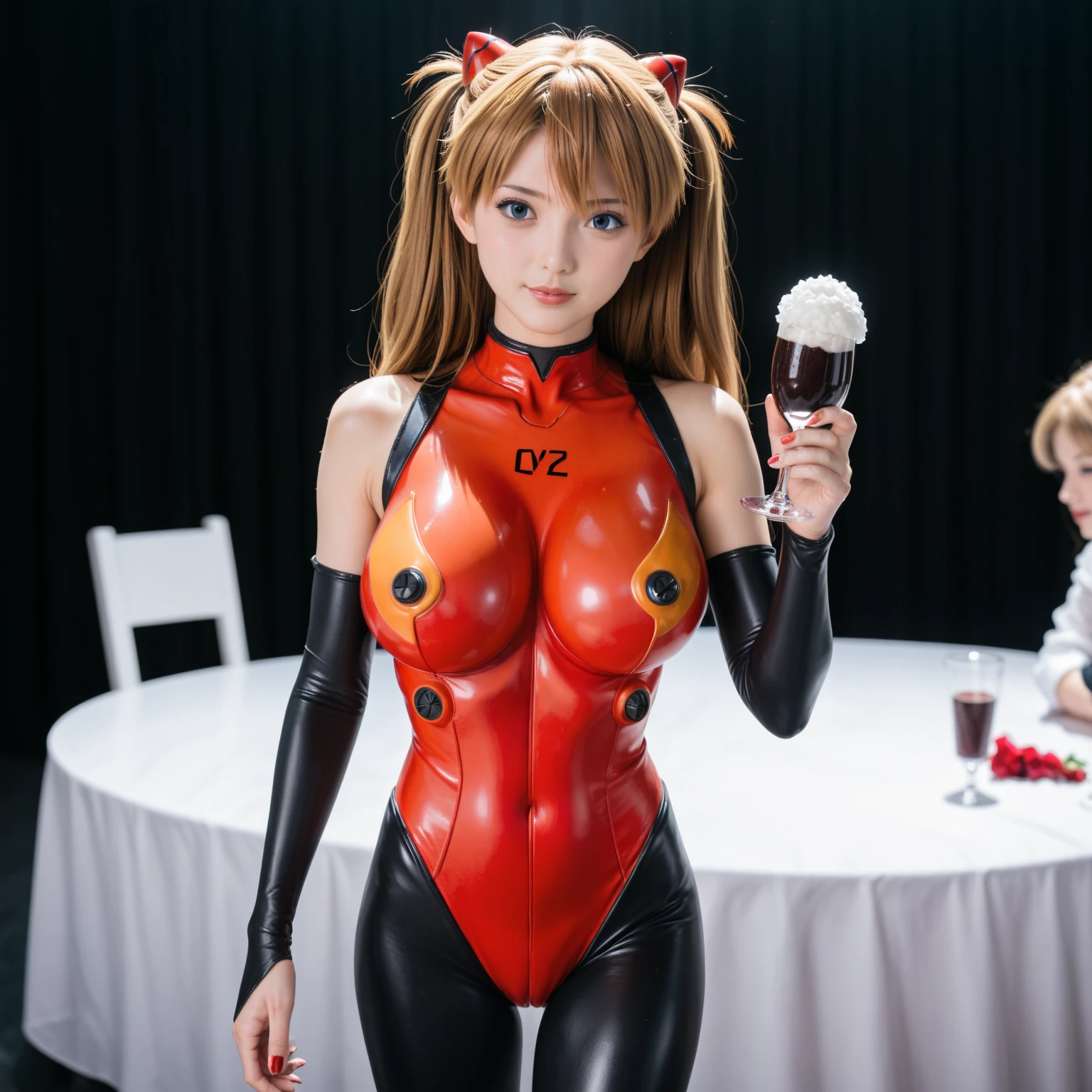 Orange hair、hime-cut、Golden Eyes、eye glasses、Teenage Sisters、flat chest、Thin pubic hair、Beautiful open legs、pole dance