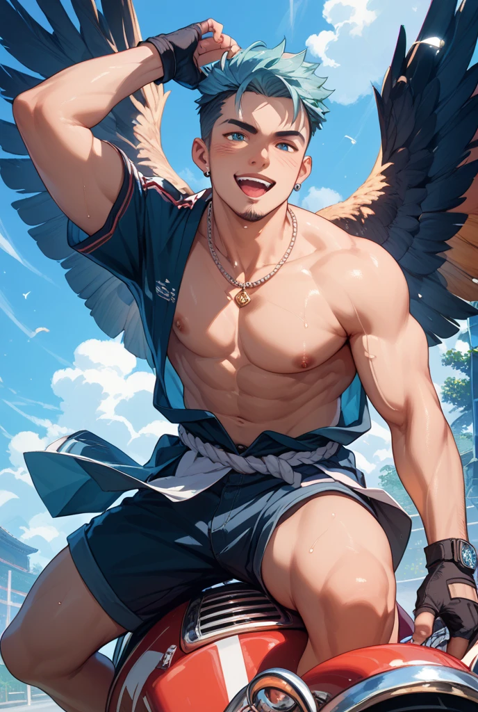 (masterpiece, best quality),Soar among the stars,Fly in the air,afloat,Light golden feathered wings,Pink briefs,Male children,nakeness,???'s face,Flat chin,infancy,(???'s face),Pink belly hair,Pink chest hair,Pink pubic hair,Flat chin,Fine face in detail,White men's briefs,musculous,pink short hair,Bright Hair,White eyes,Keep your eyes wide open,nakeness,White briefs,White briefs,Pectoralis abdominal muscles,Strong and well-developed muscles,bright,Bright and vivid colors,(depth of fields:1.2),Positive audience,looking at viewert,the night